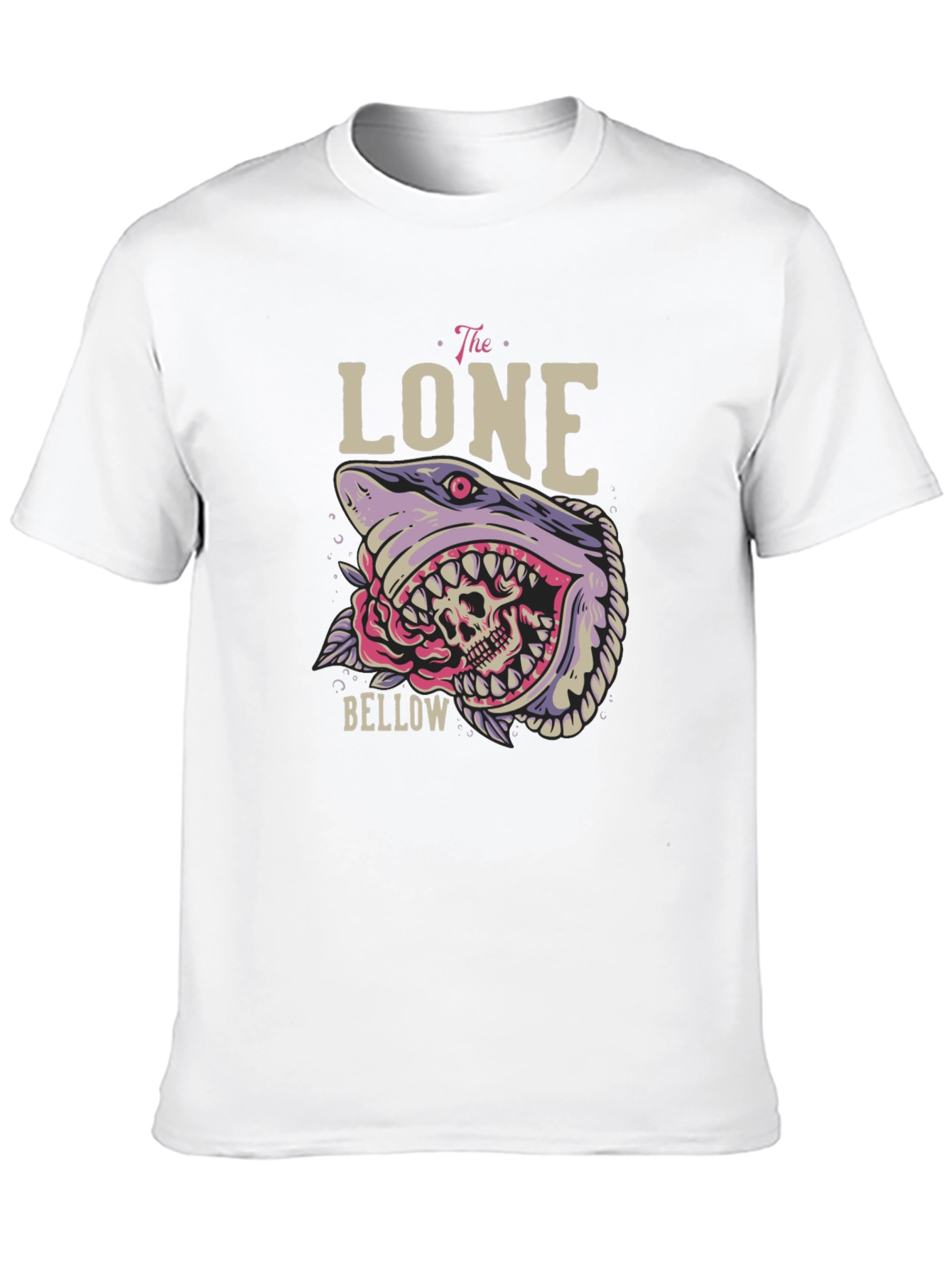 Black The Lone Bellow Graphic Tee - Shark Skull Design view 10