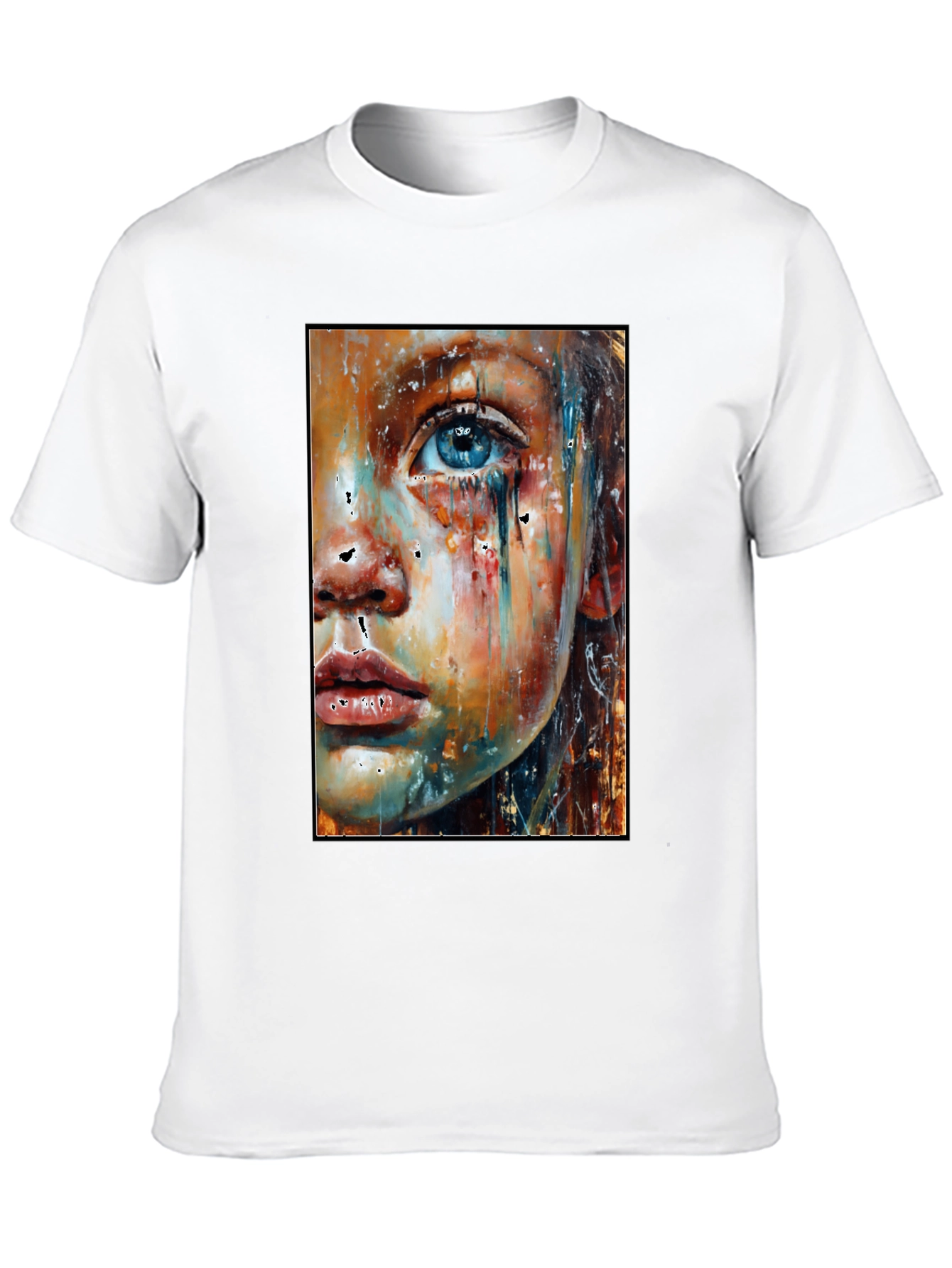 Black Abstract Face Art T-Shirt - Expressive Unisex Tee view 10
