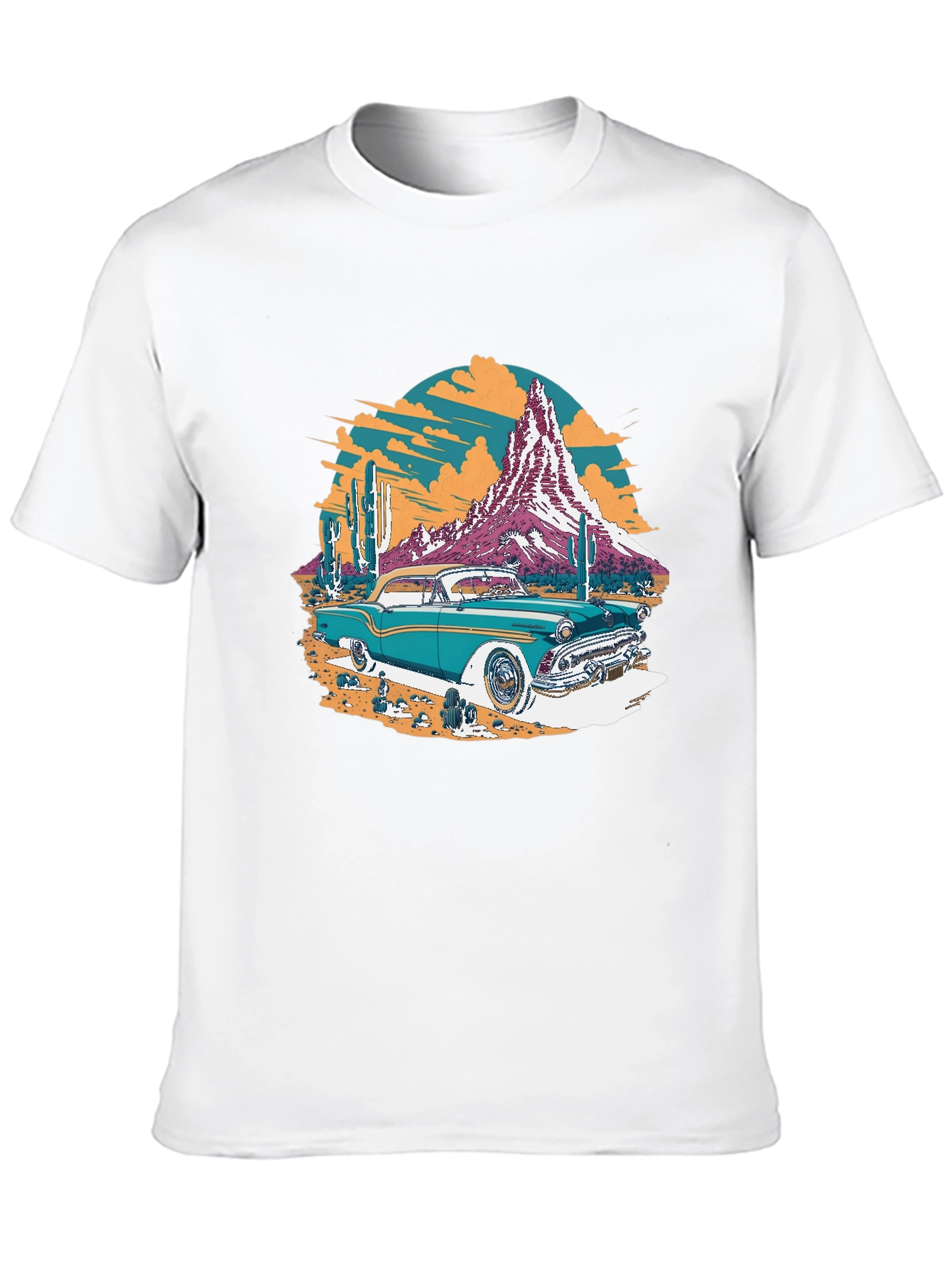 Black Retro Desert Car Graphic Tee - Classic Cool T-Shirt view 10