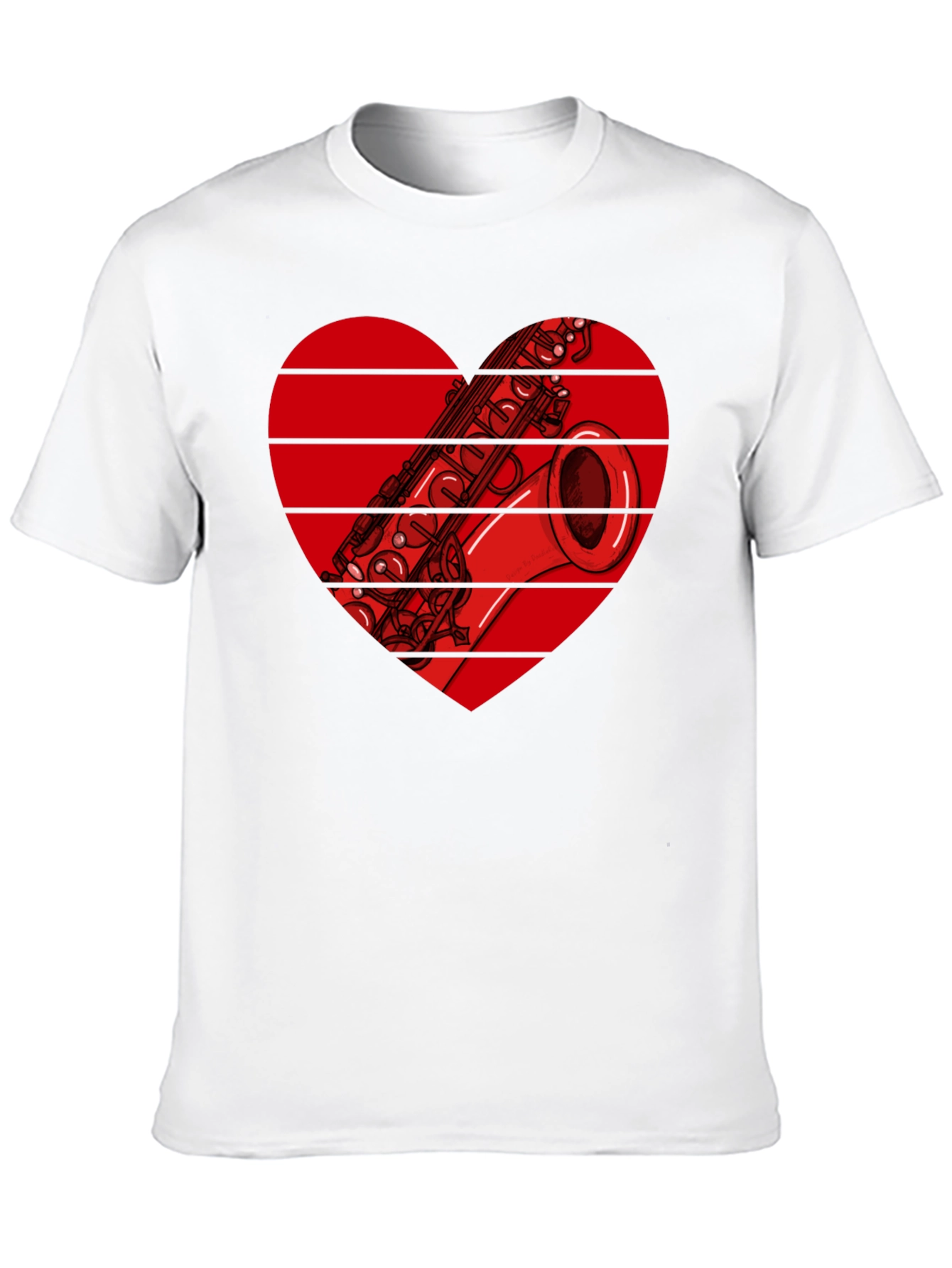 Black Saxophone Heart Graphic T-Shirt view 10