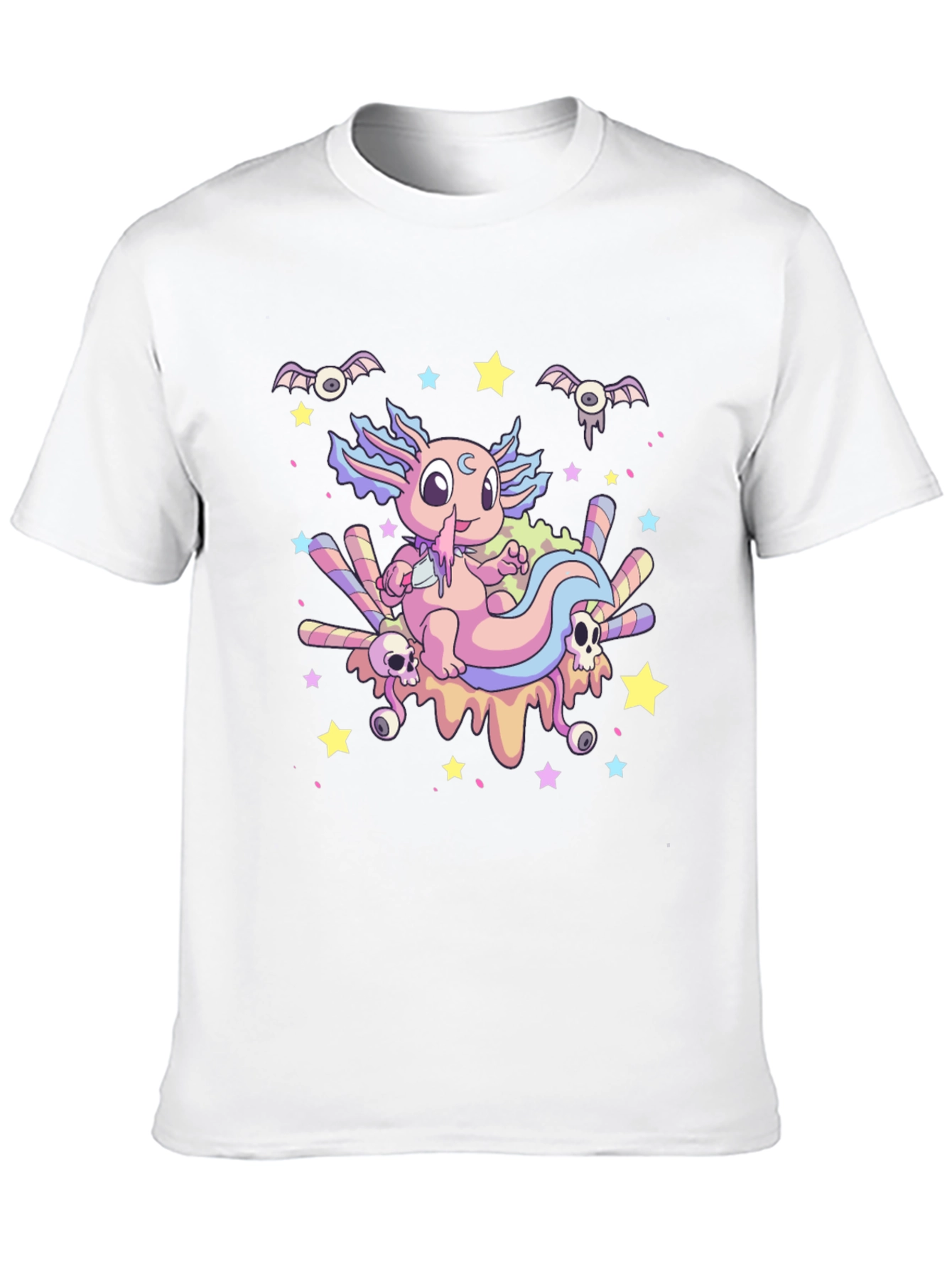 Black Cute Axolotl Kawaii Goth T-Shirt view 10