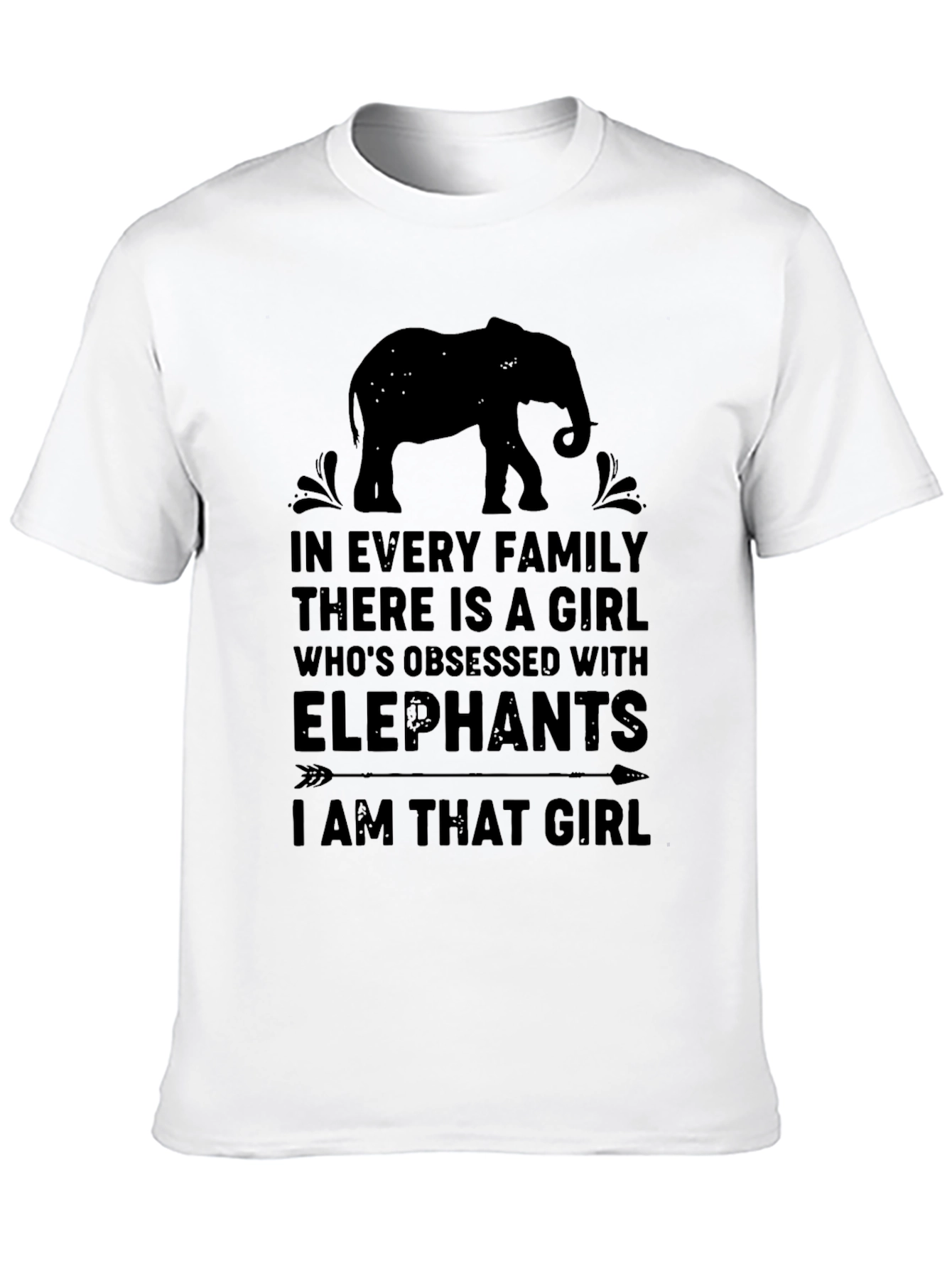 Black Elephant Obsessed Girl Graphic Tee - Black view 10