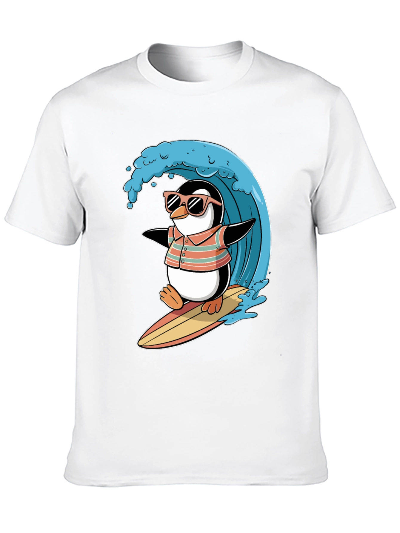 Black Surfing Penguin Graphic Tee view 10
