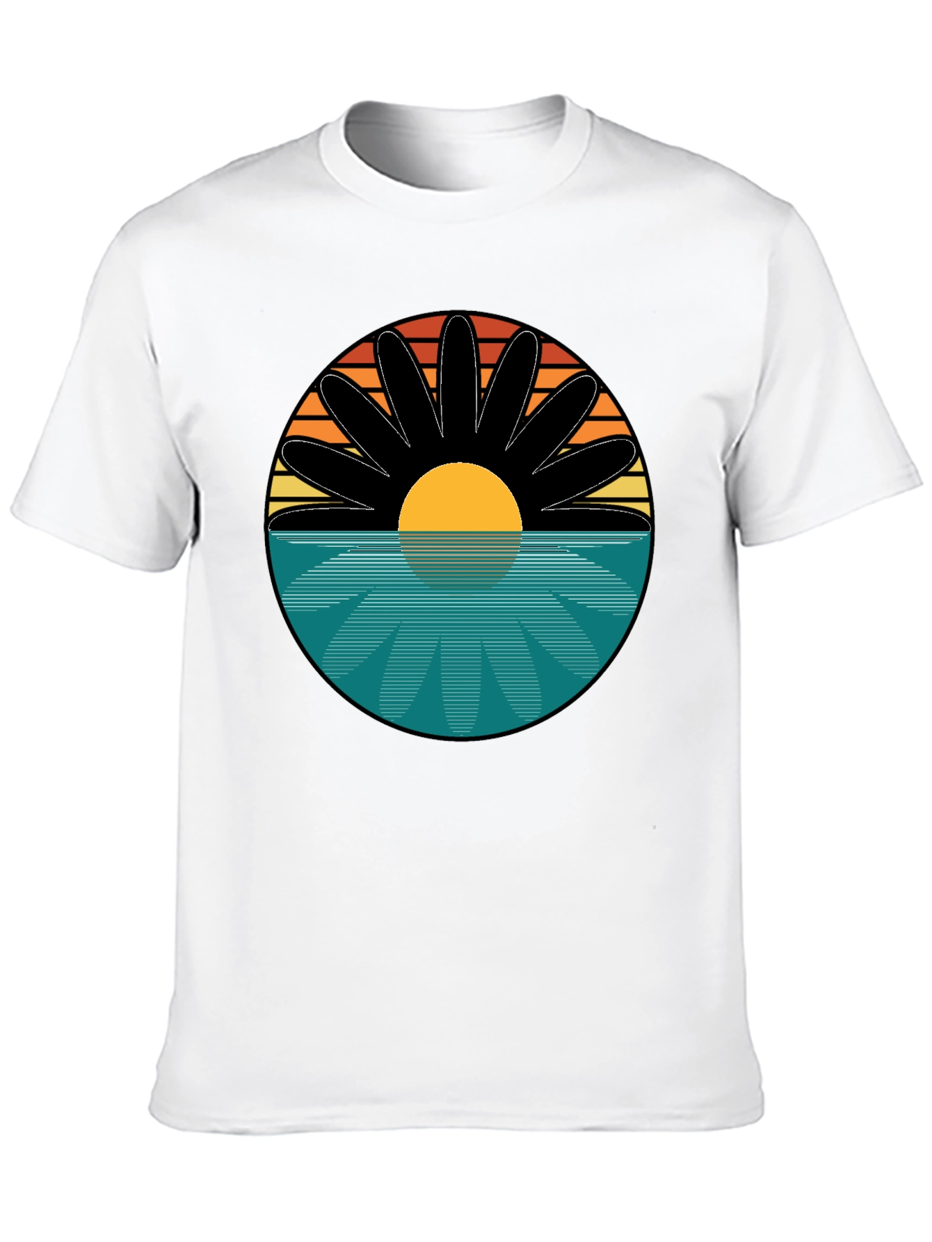 Black Sunset Flower Graphic T-Shirt - Retro Style Tee view 10