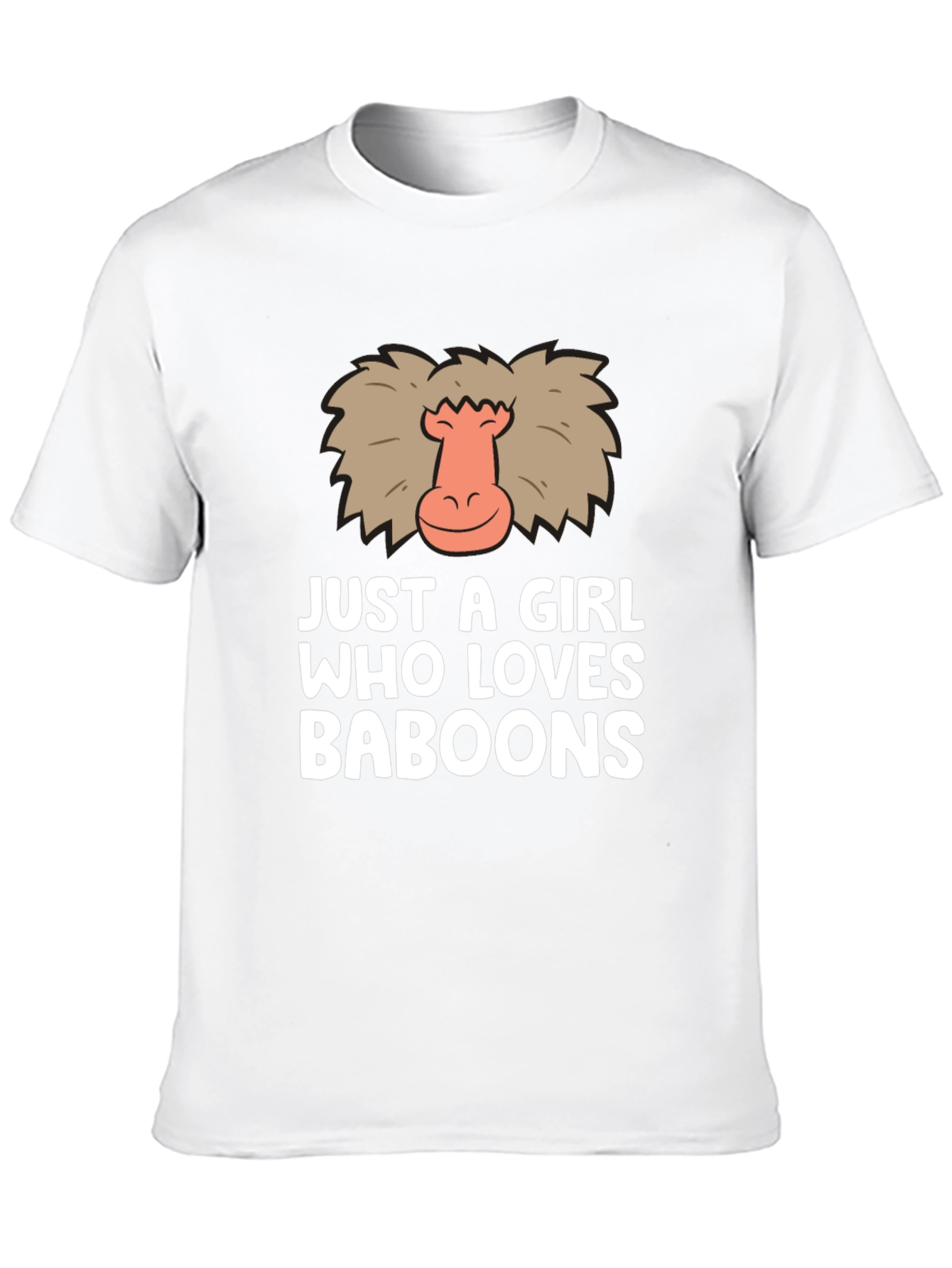 Black Just A Girl Who Loves Baboons Funny Graphic T-Shirt view 10