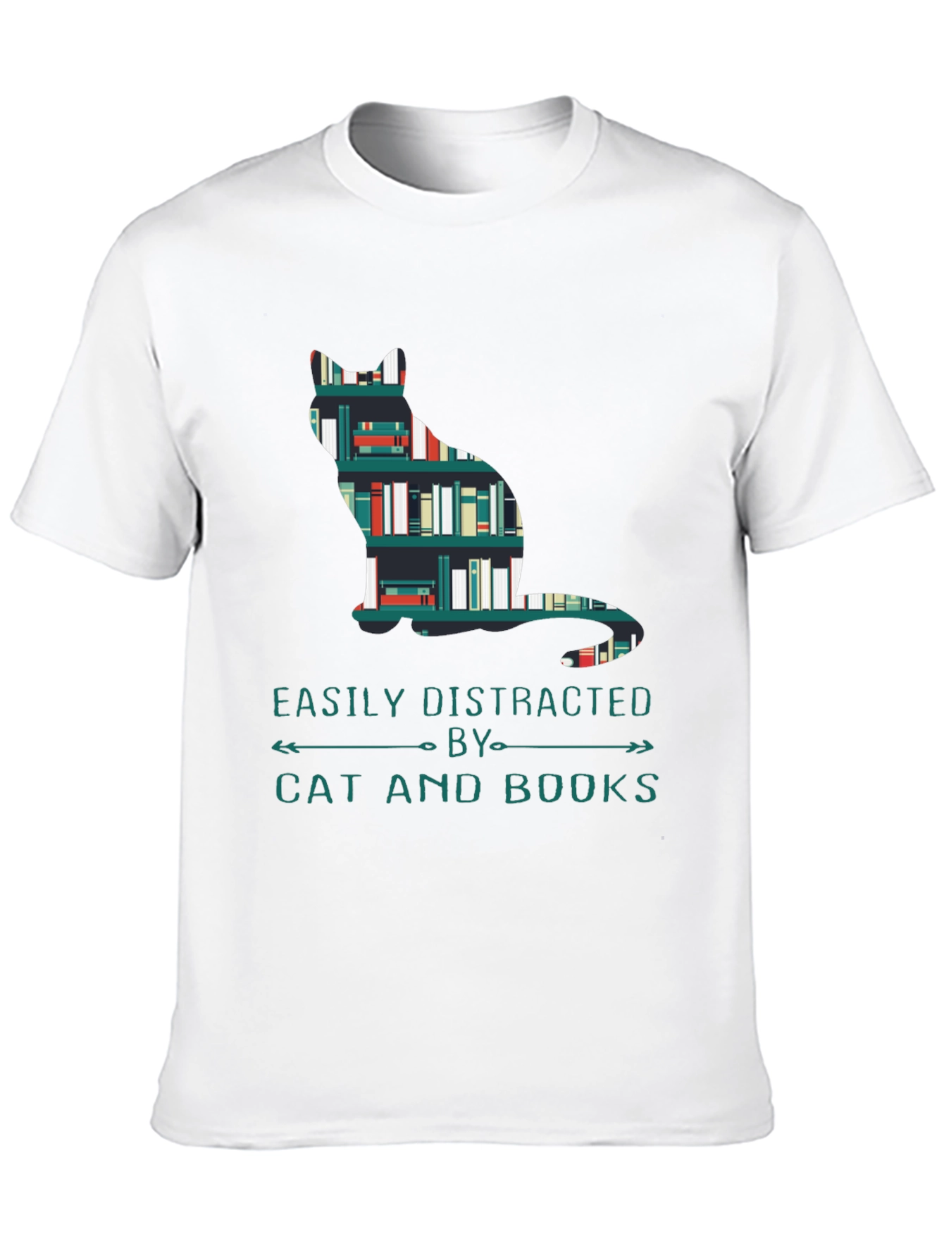 Black Cat and Books T-Shirt - Easily Distracted Tee view 10