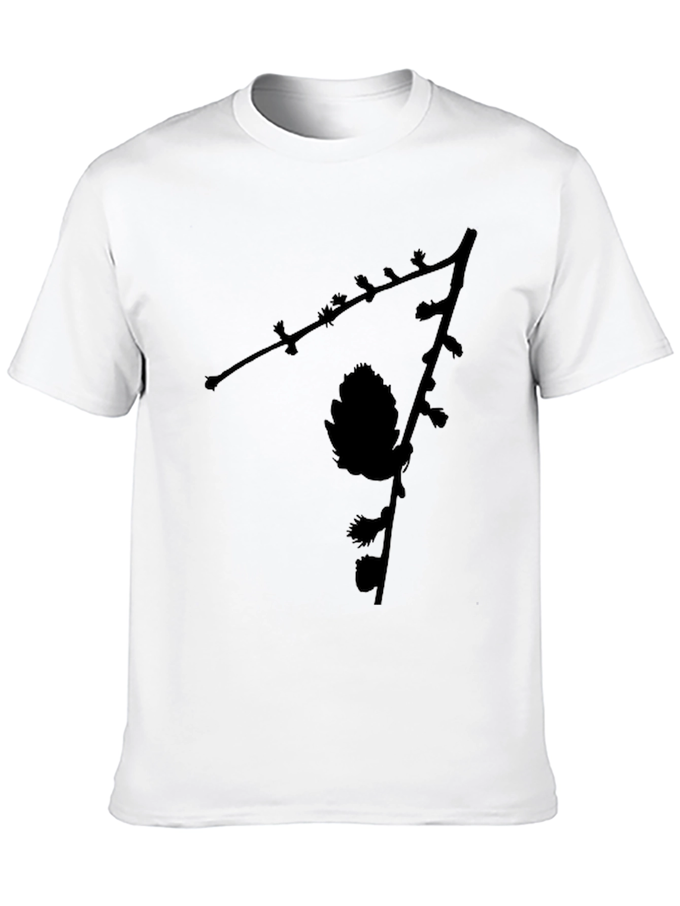 Black Black Pinecone Branch Graphic Tee - Nature Inspired Menswear view 10