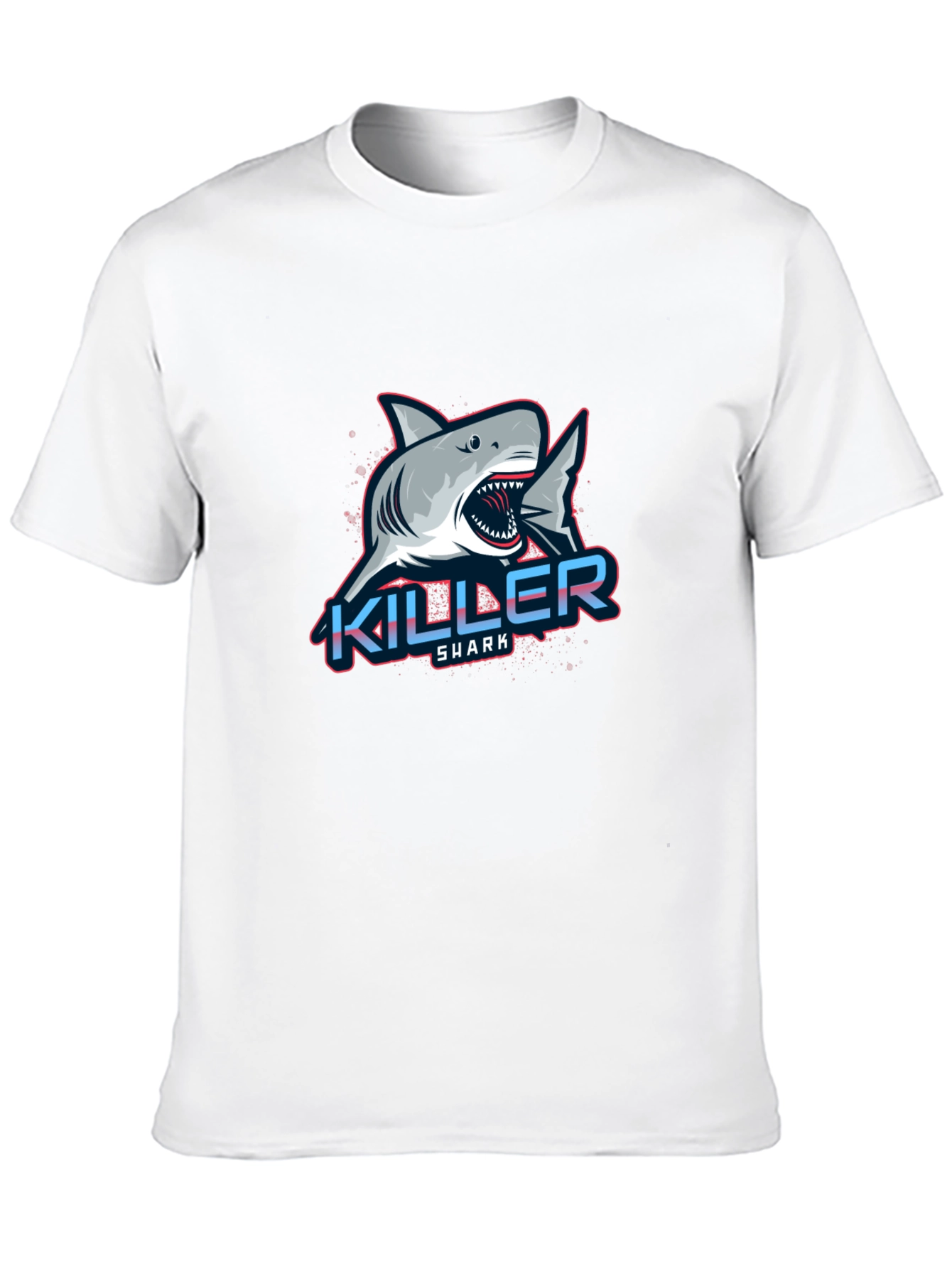 Black Killer Shark Graphic Tee - Bold Design, Men's Black T-Shirt view 10