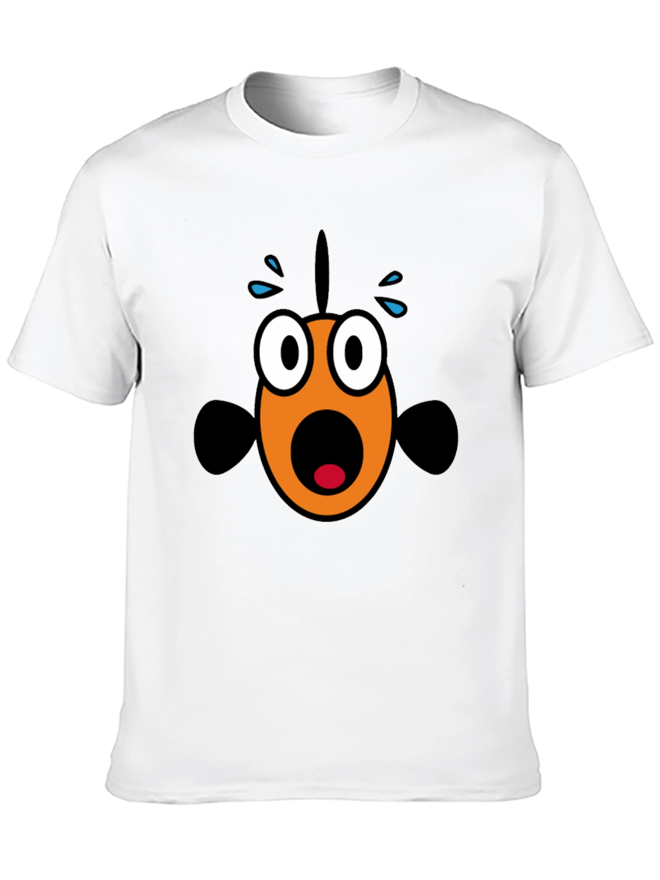 Black Scared Fish Graphic Tee - Black Cotton Blend view 10