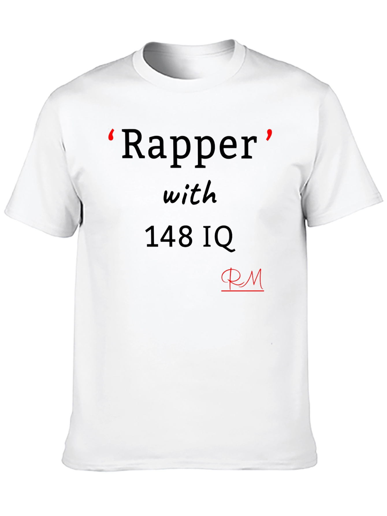 Black Rapper with 148 IQ Graphic Tee - Black Cotton Casual T-Shirt view 10