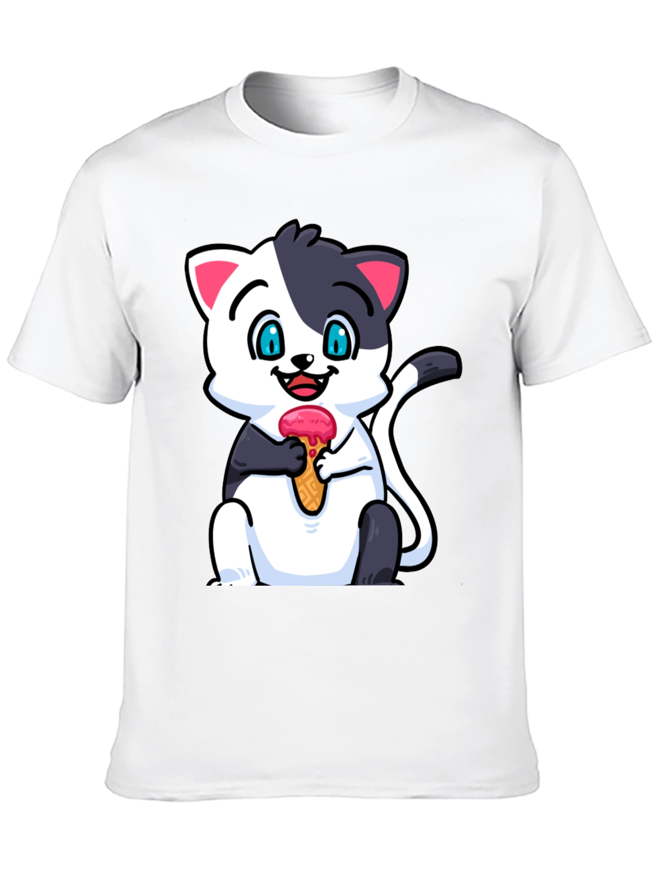 Black Cute Cat Ice Cream T-Shirt view 10