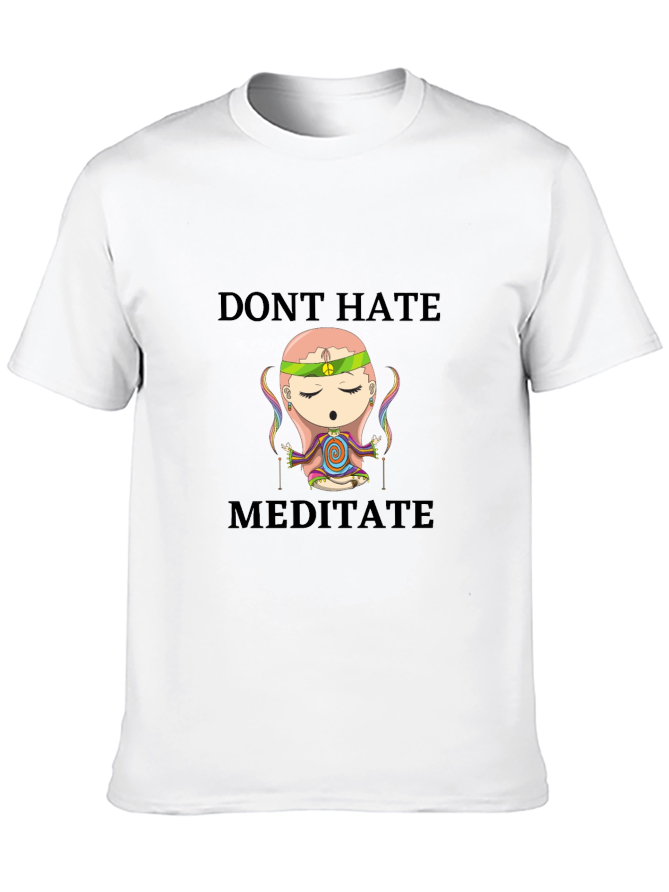 Black Don't Hate Meditate T-Shirt - Peaceful Cartoon view 10