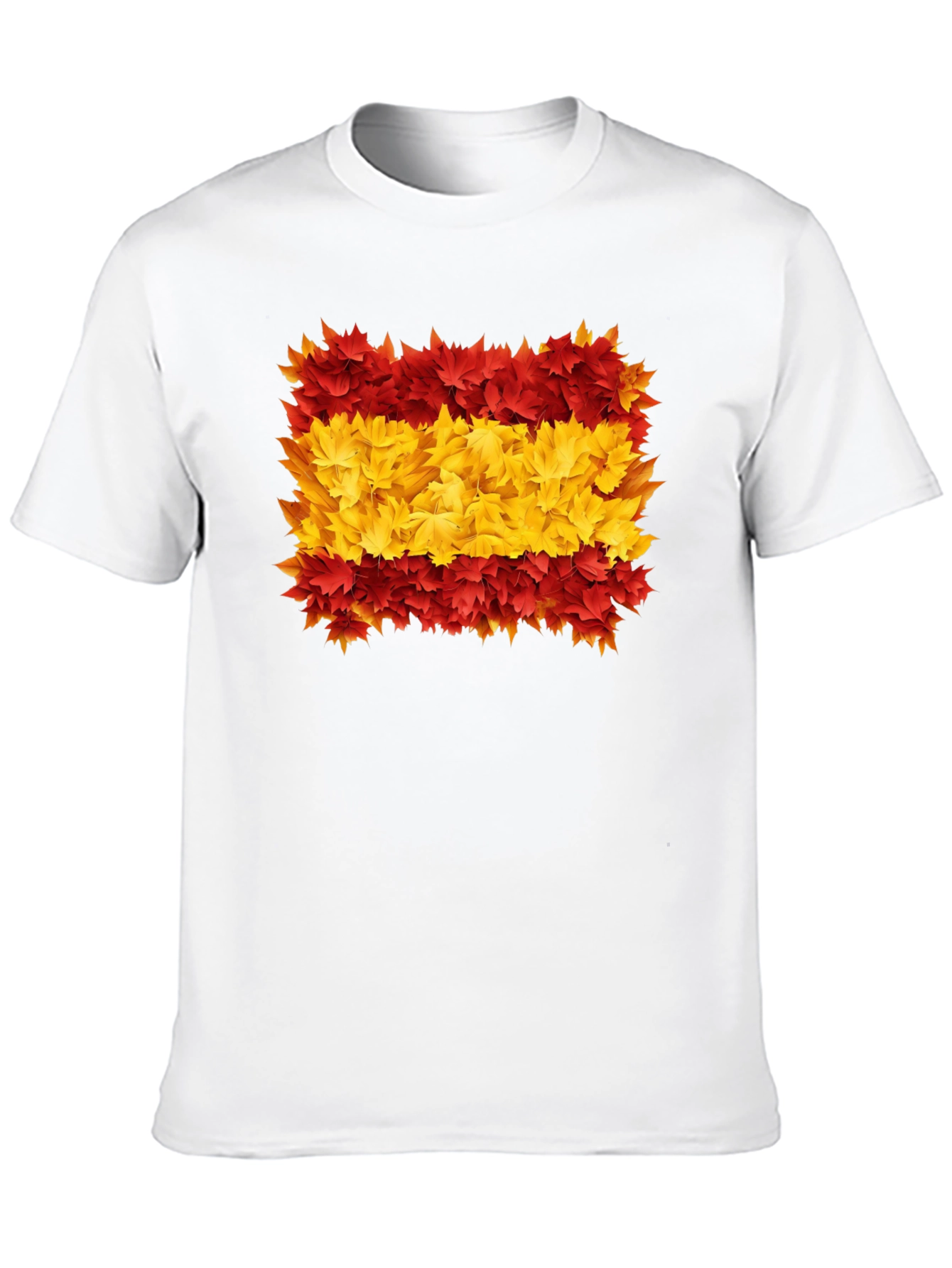 Black Spain Flag Leaves Men's Black T-Shirt view 10