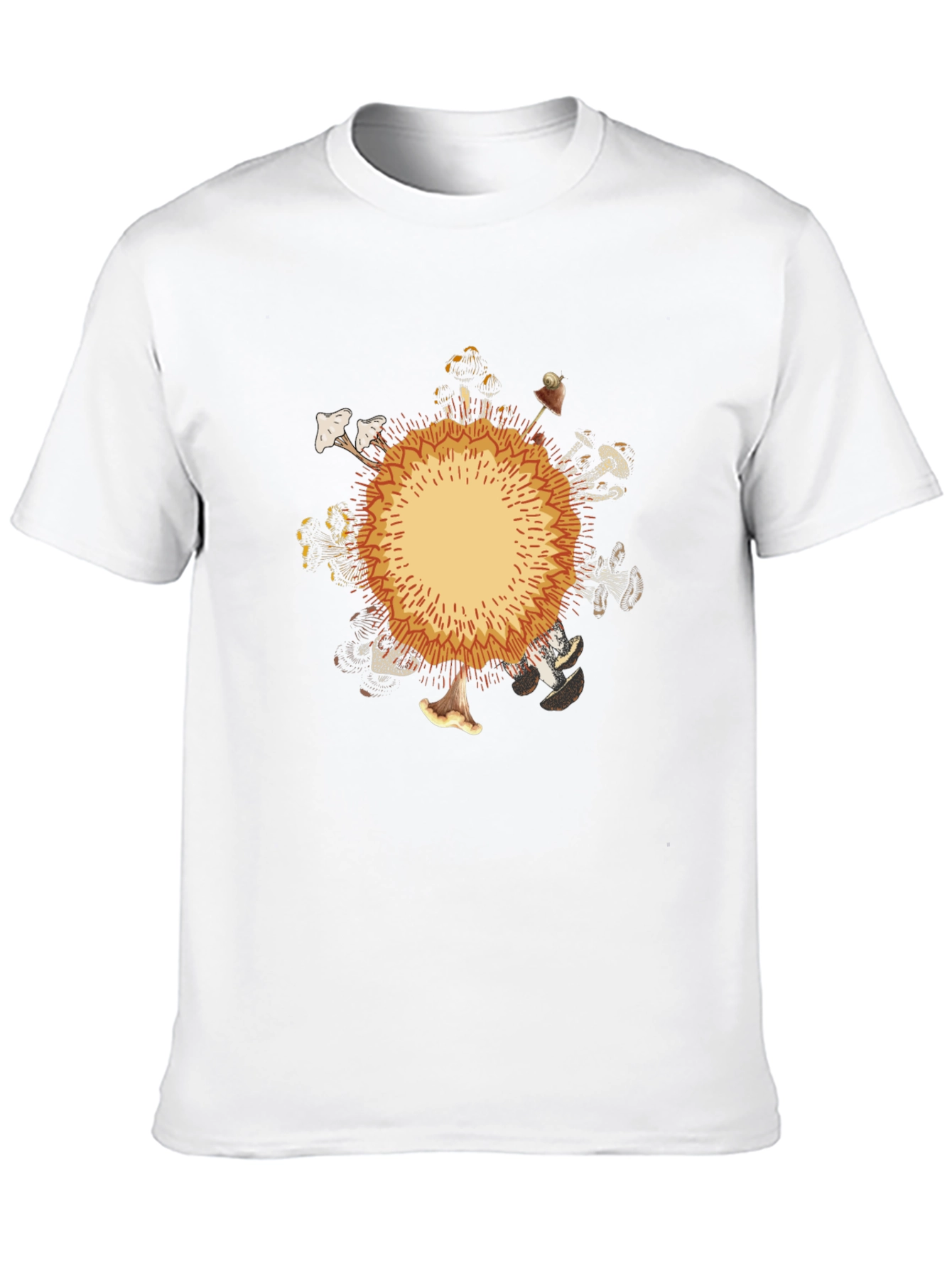 Black Mushroom Circle Graphic Black T-Shirt view 10