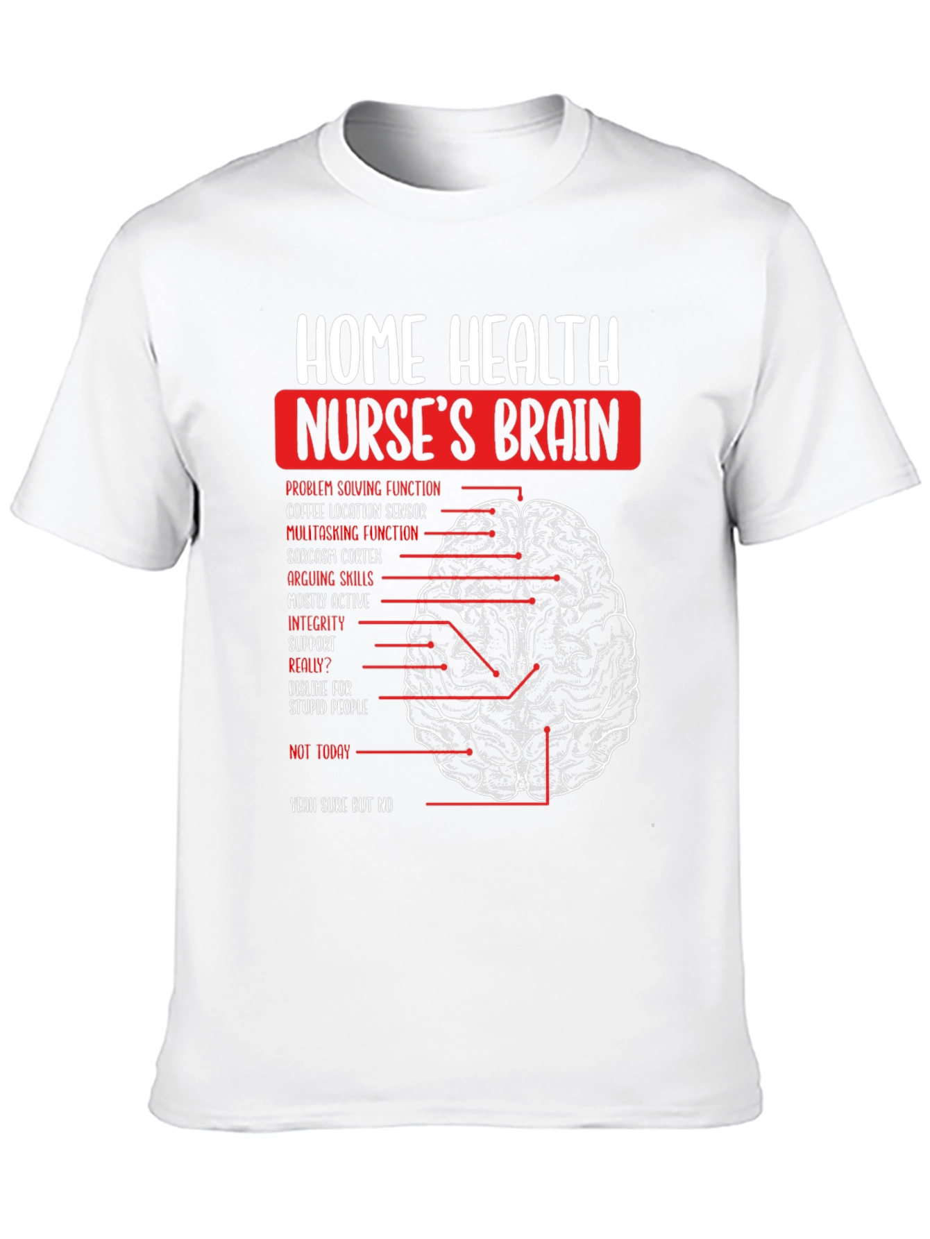 Black Home Health Nurse's Brain T-Shirt - Humorous Nursing Tee view 10