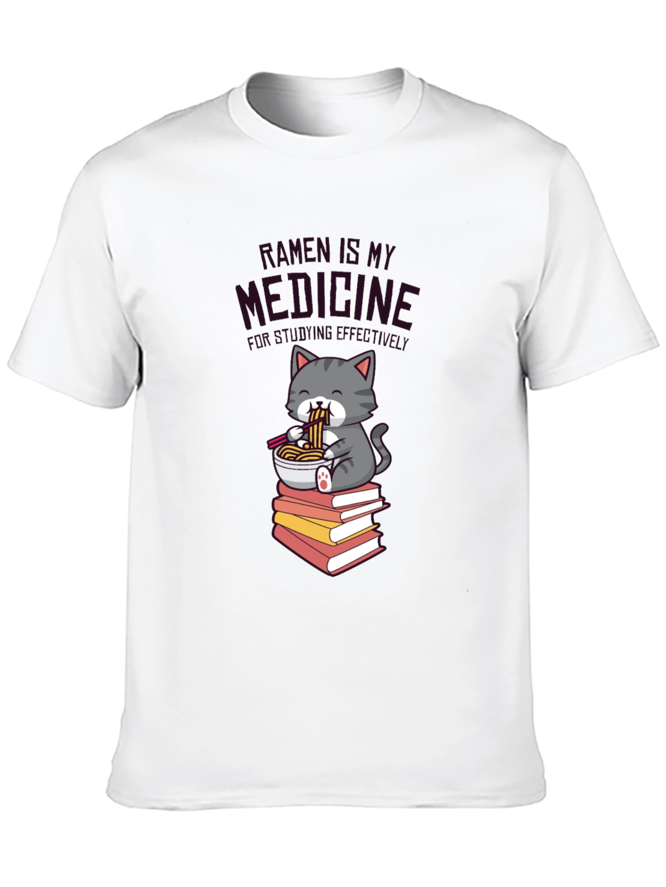 Black Ramen is My Medicine T-Shirt - Cute Cat Design view 10