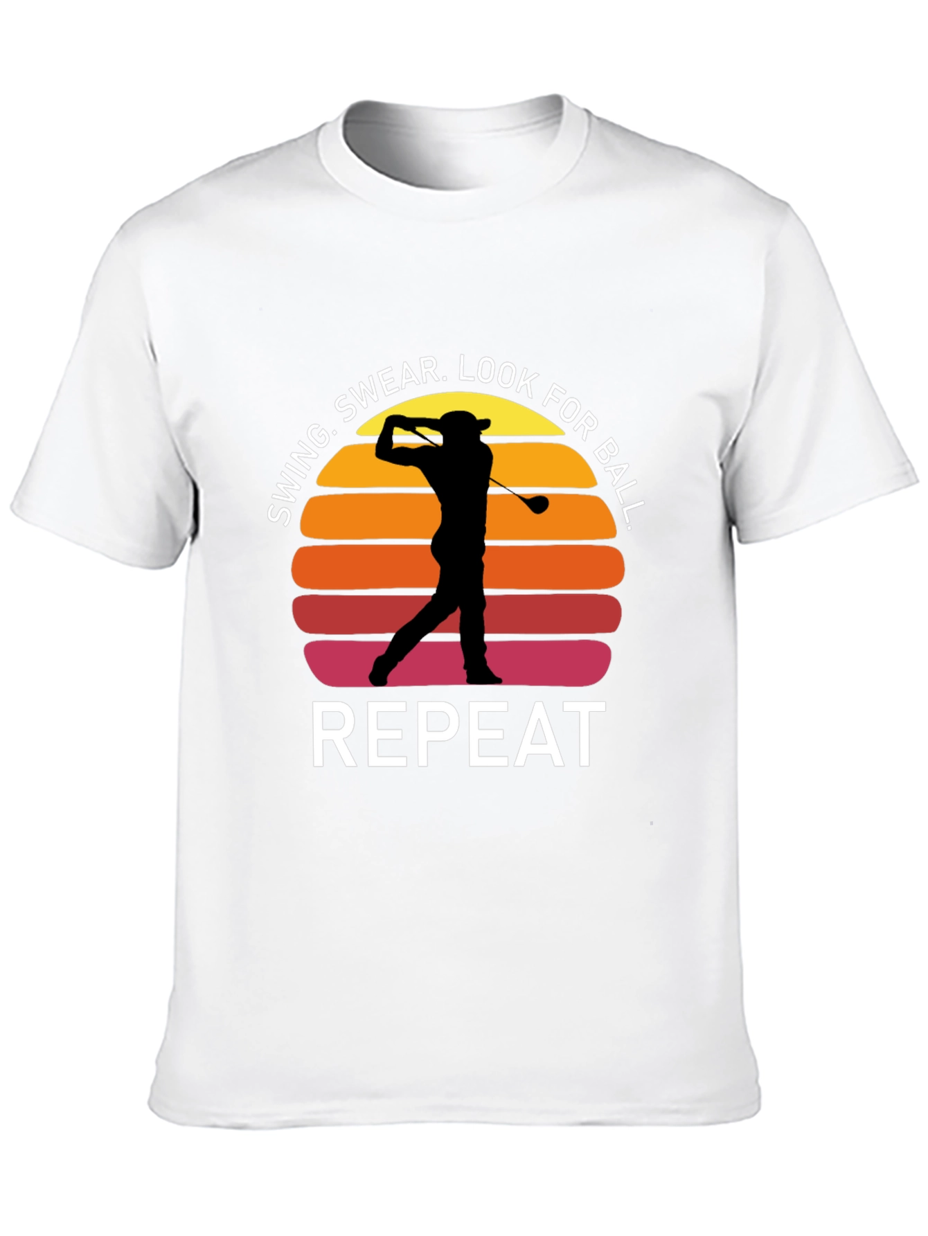 Black Golf Swing Repeat T-Shirt - Funny Golfer Tee view 10