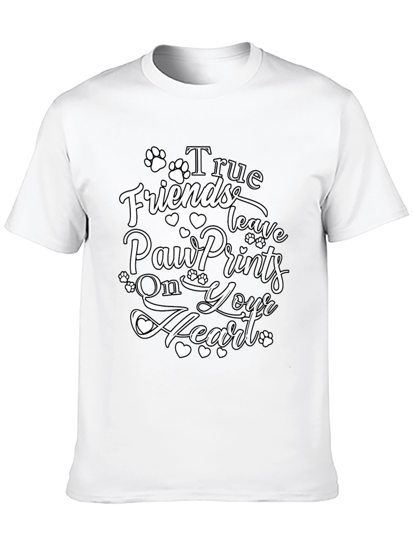 Black True Friends Dog Paw Print T-Shirt - Heartfelt Graphic Tee view 10