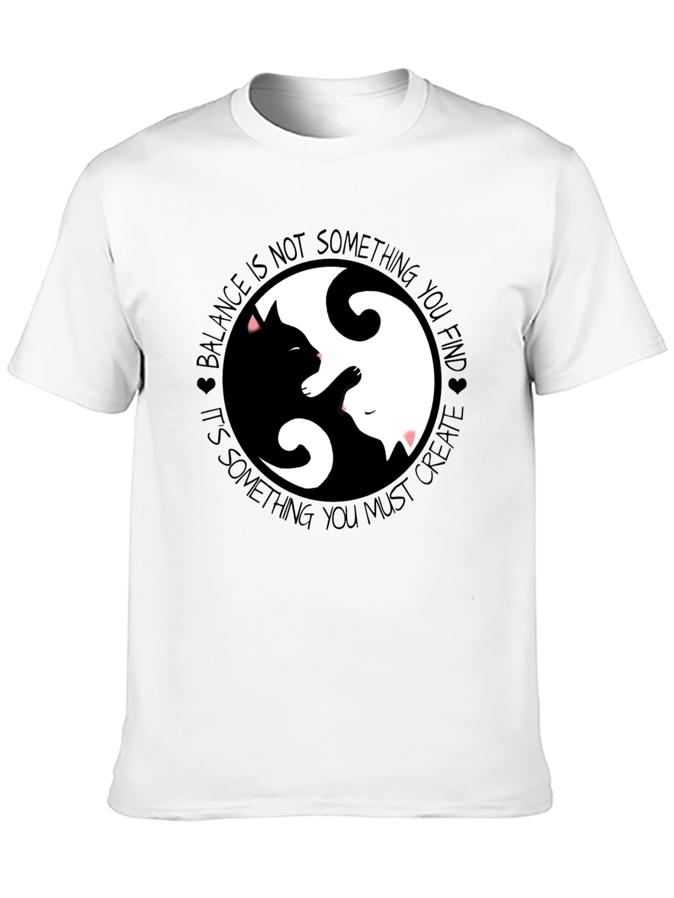 Black Yin Yang Cats Graphic T-Shirt Balance and Harmony view 10