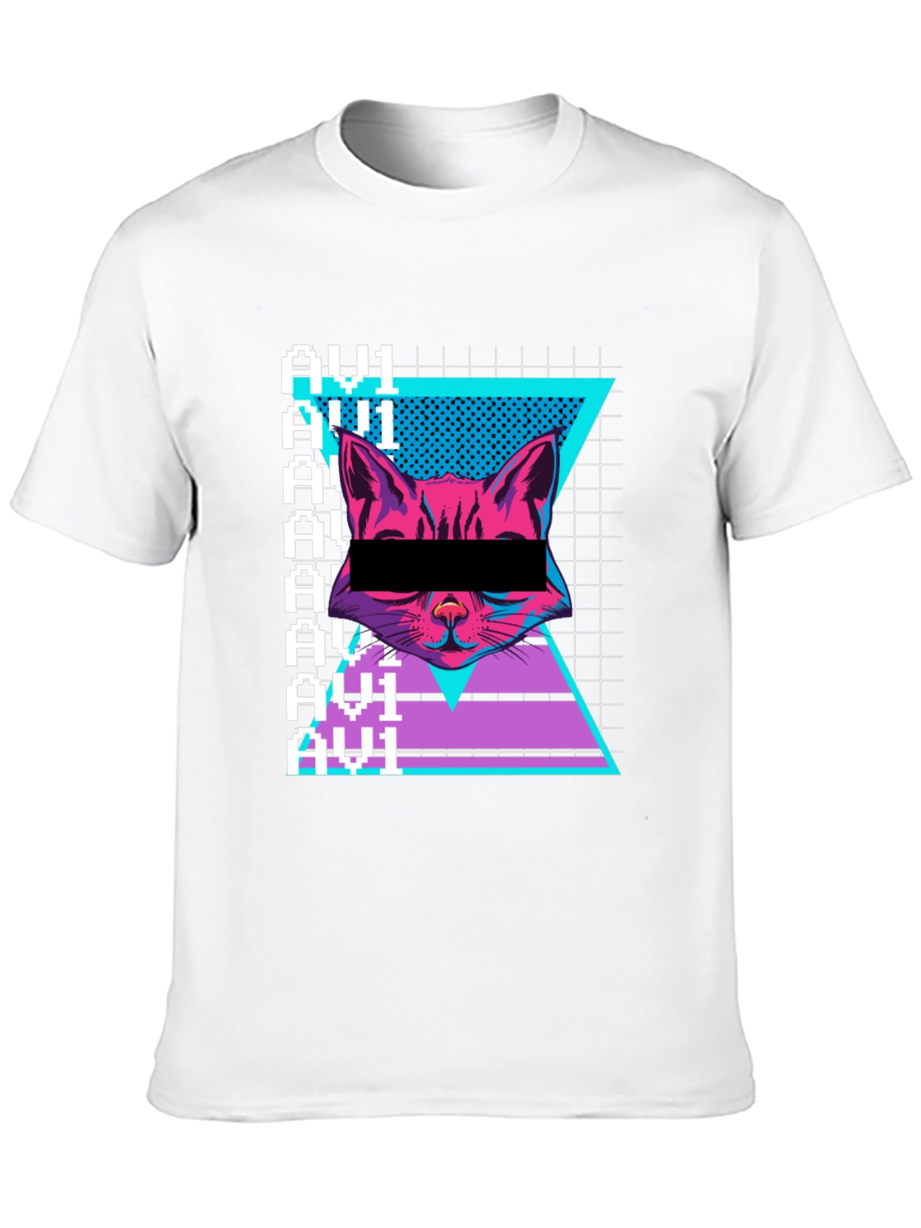 Black Cyberpunk Cat Graphic Tee - Retro Style view 10