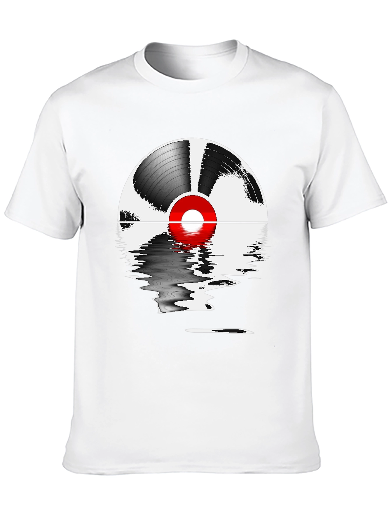 Black Vinyl Record Reflection Graphic Tee view 10