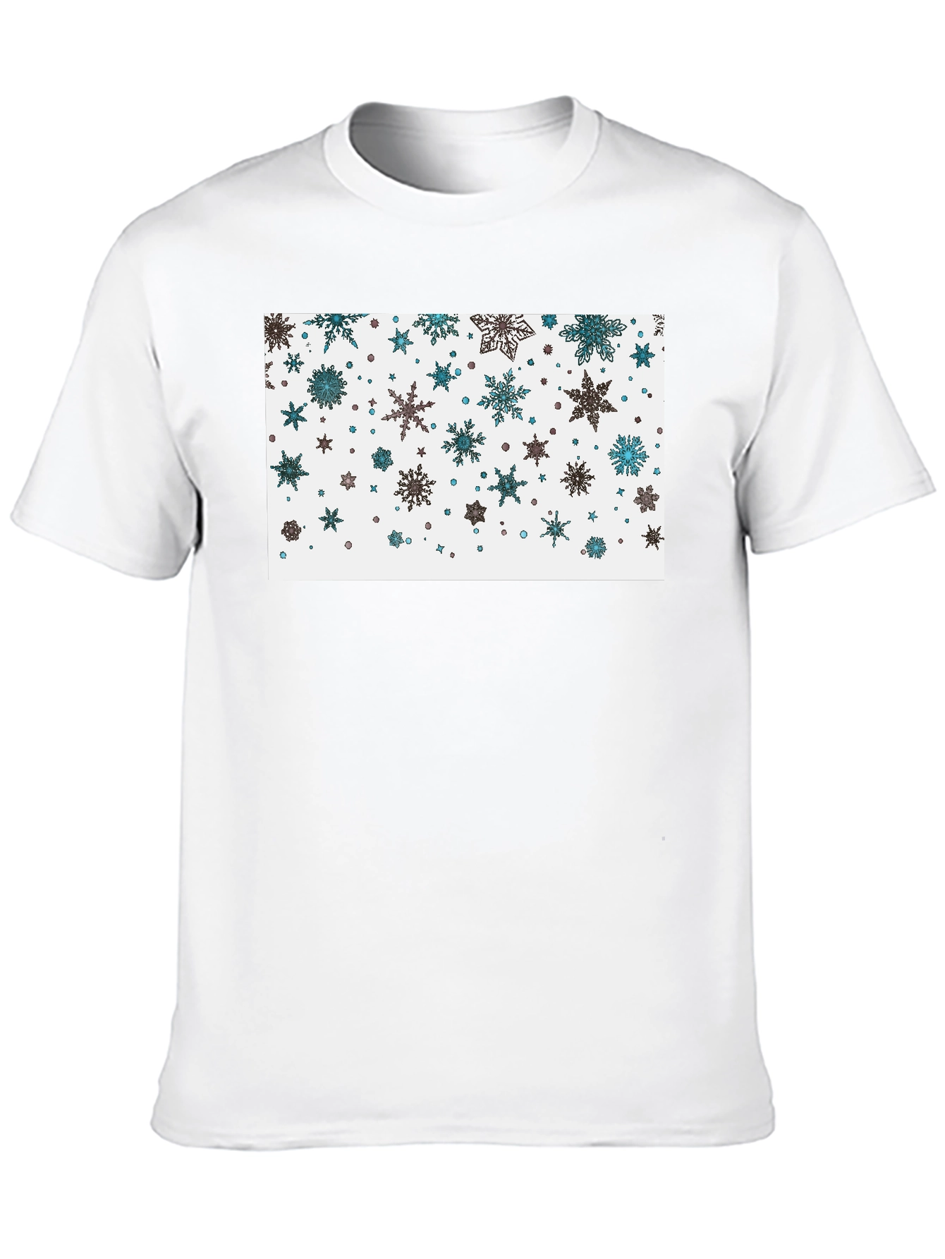 Black Snowflake Pattern Black T-Shirt view 10