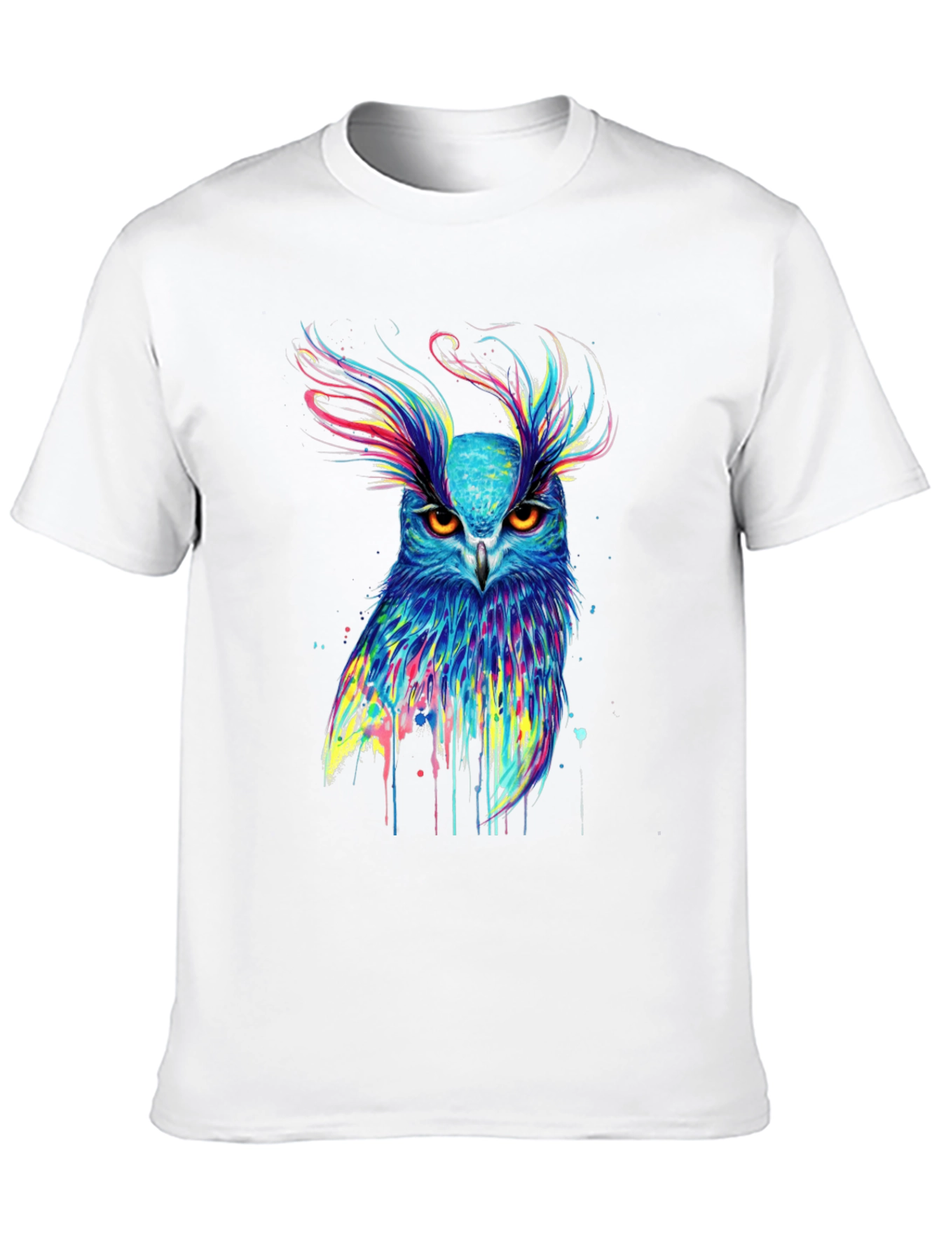 Black Colorful Owl Graphic Print Black T-Shirt view 10