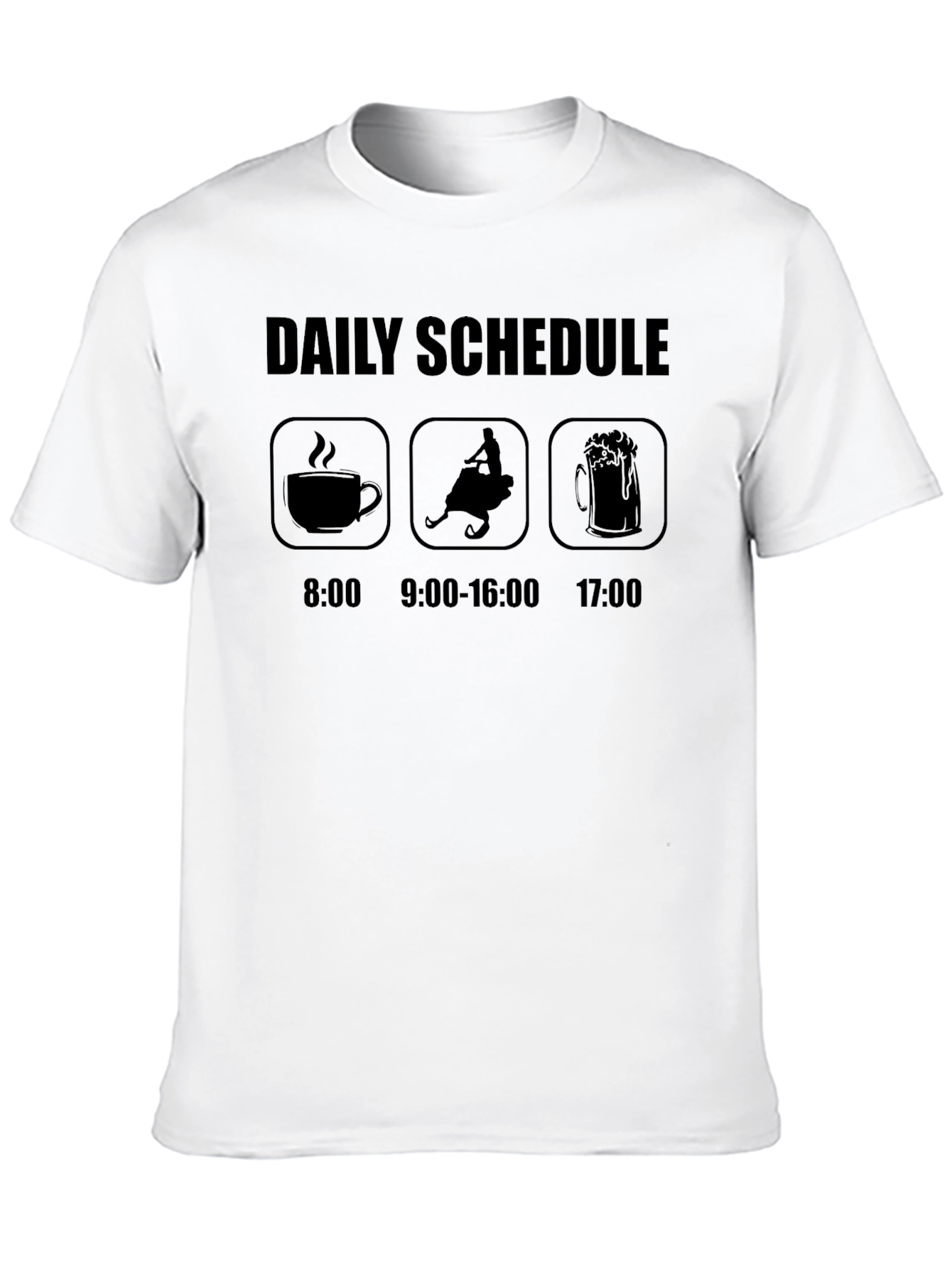 Black Daily Schedule T-Shirt: Coffee, Snowmobile, Beer view 10