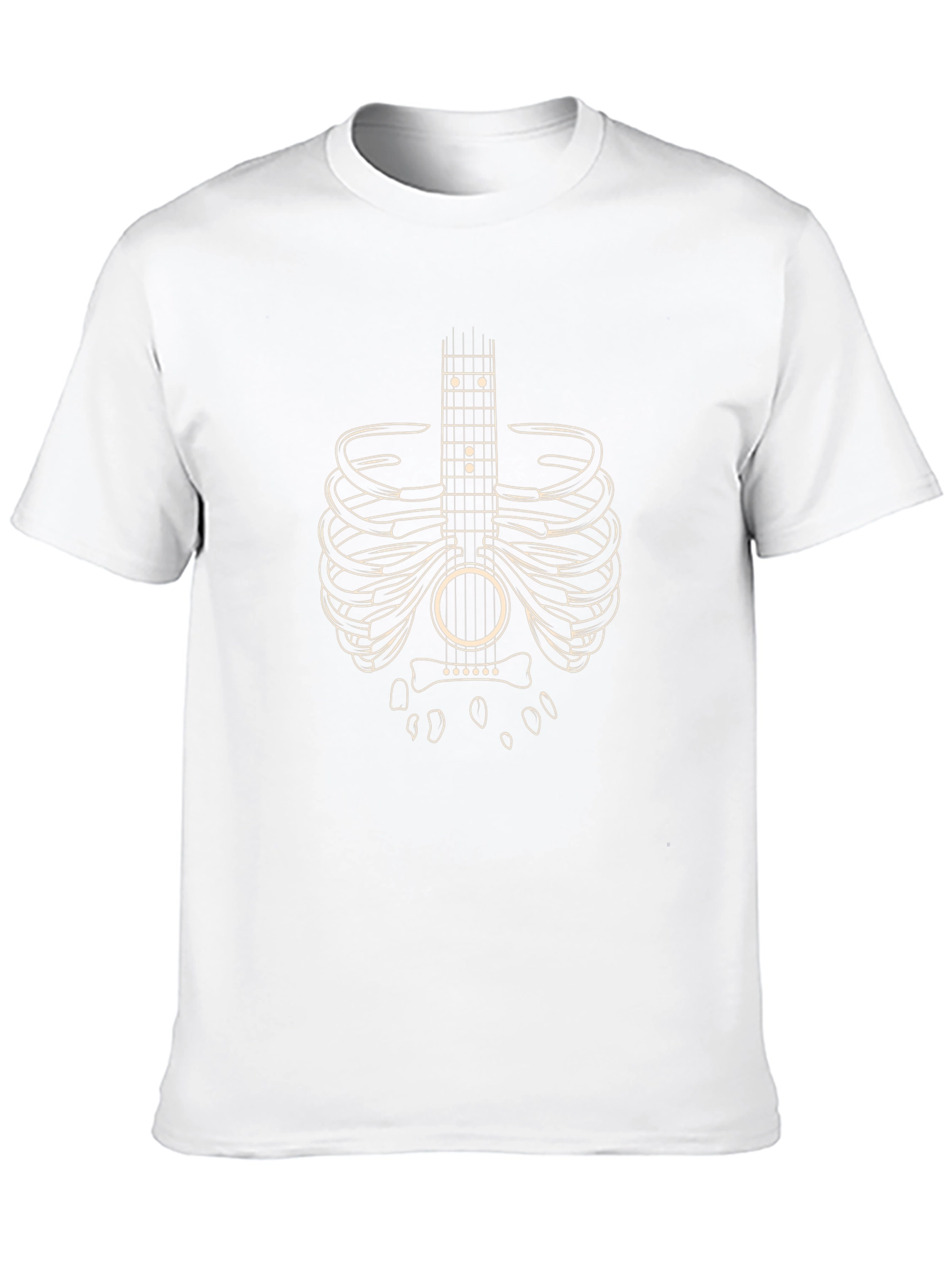 Black Guitar Rib Cage Graphic T-Shirt - Music Lover Tee view 10