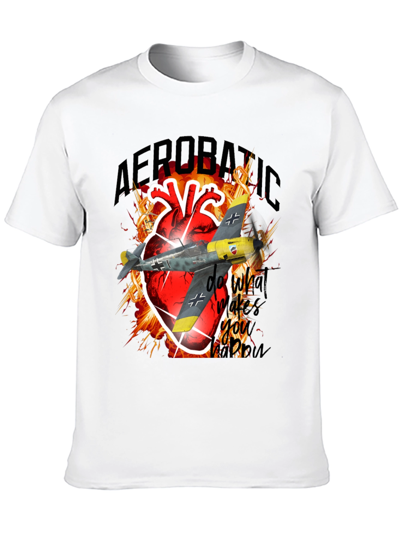 Black Aerobatic Plane Heart T-Shirt - Do What Makes You Happy view 10