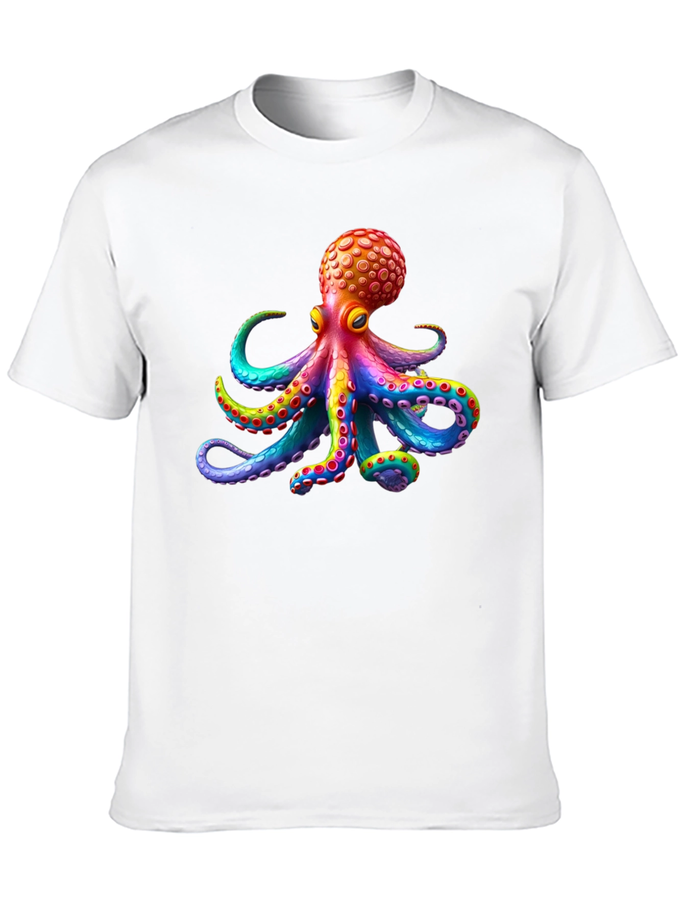 Black Rainbow Octopus Graphic Tee - Black Cotton T-Shirt view 10
