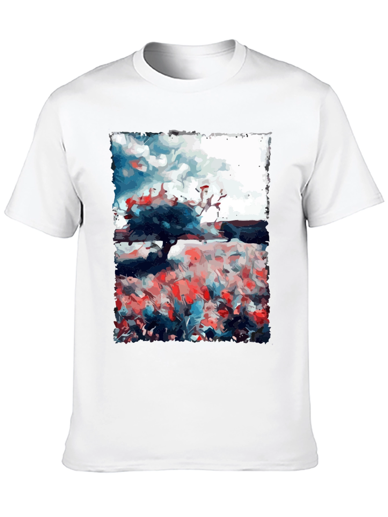 Abstract Landscape Print Tee - Stylish Graphic T-Shirt - 10