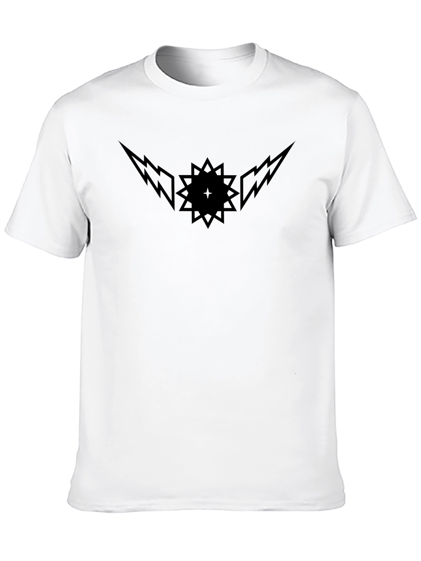 Black Bold Graphic Black Tee - Lightning Star Design view 10