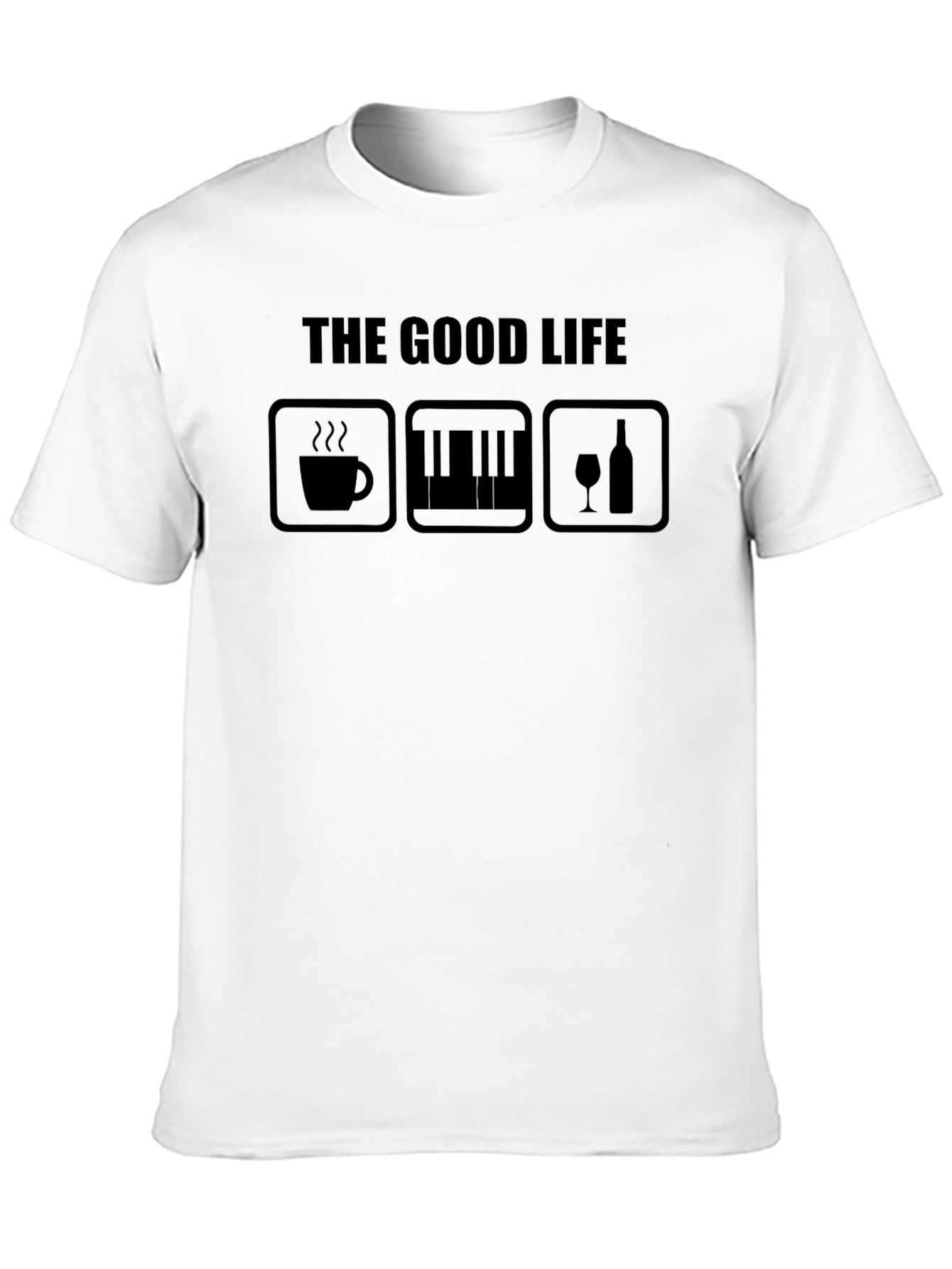 Black The Good Life Graphic Tee - Coffee, Piano, Wine view 10