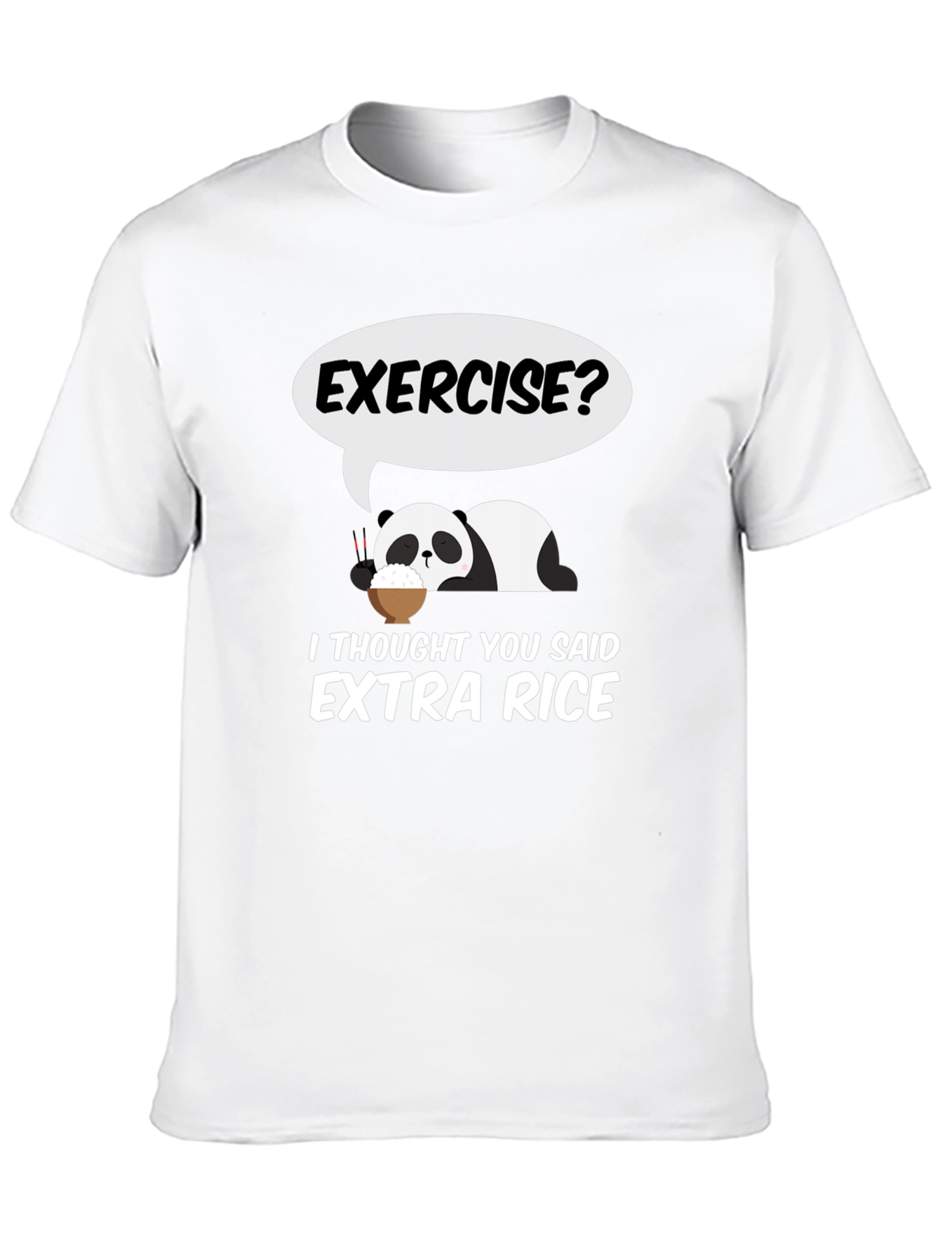 Black Exercise? Extra Rice T-Shirt - Funny Panda Tee view 10