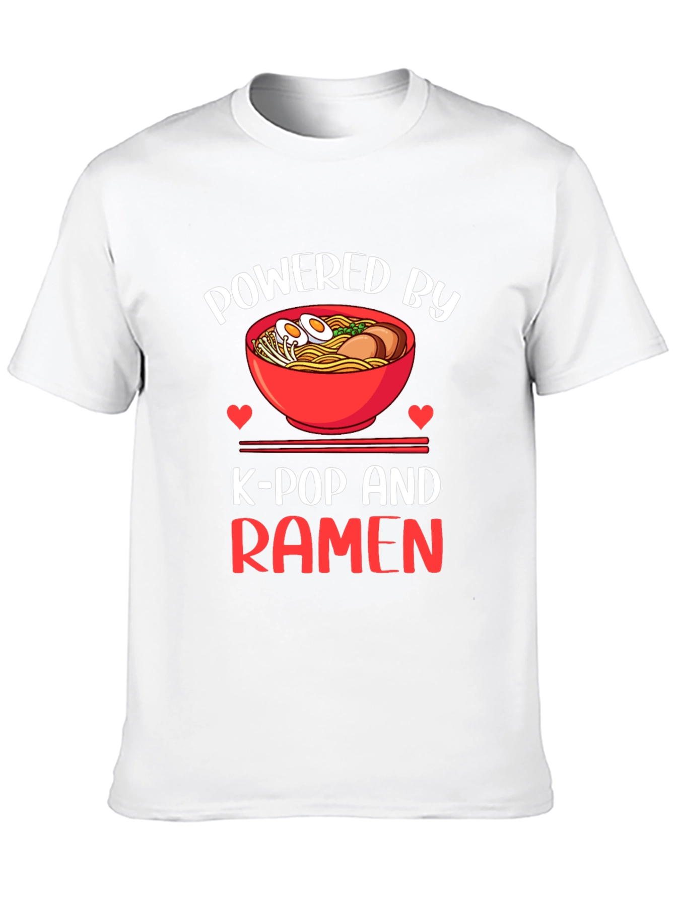 Black Powered by K-Pop and Ramen Graphic T-Shirt view 10