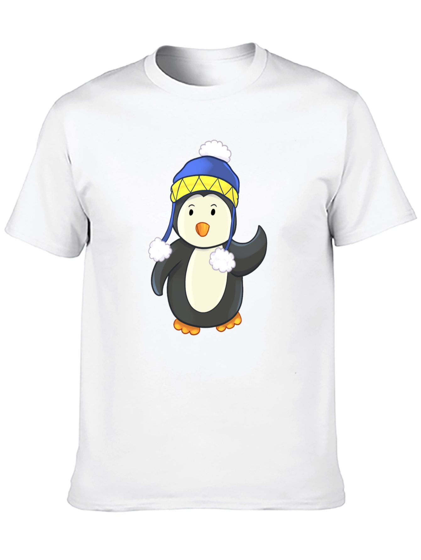 Black Penguin with Winter Hat Black T-Shirt view 10
