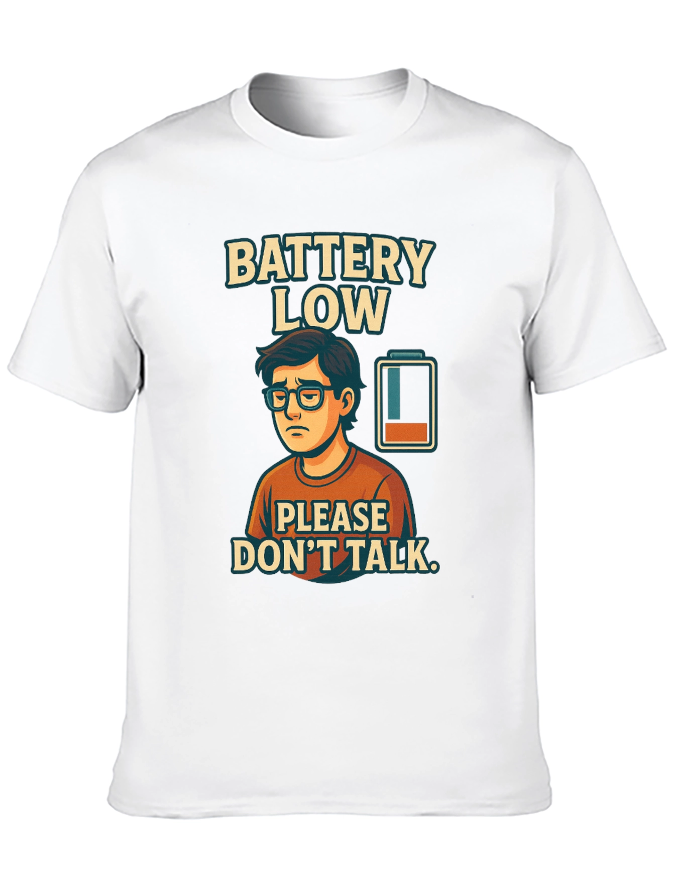 Black Battery Low Funny Graphic T-Shirt view 10