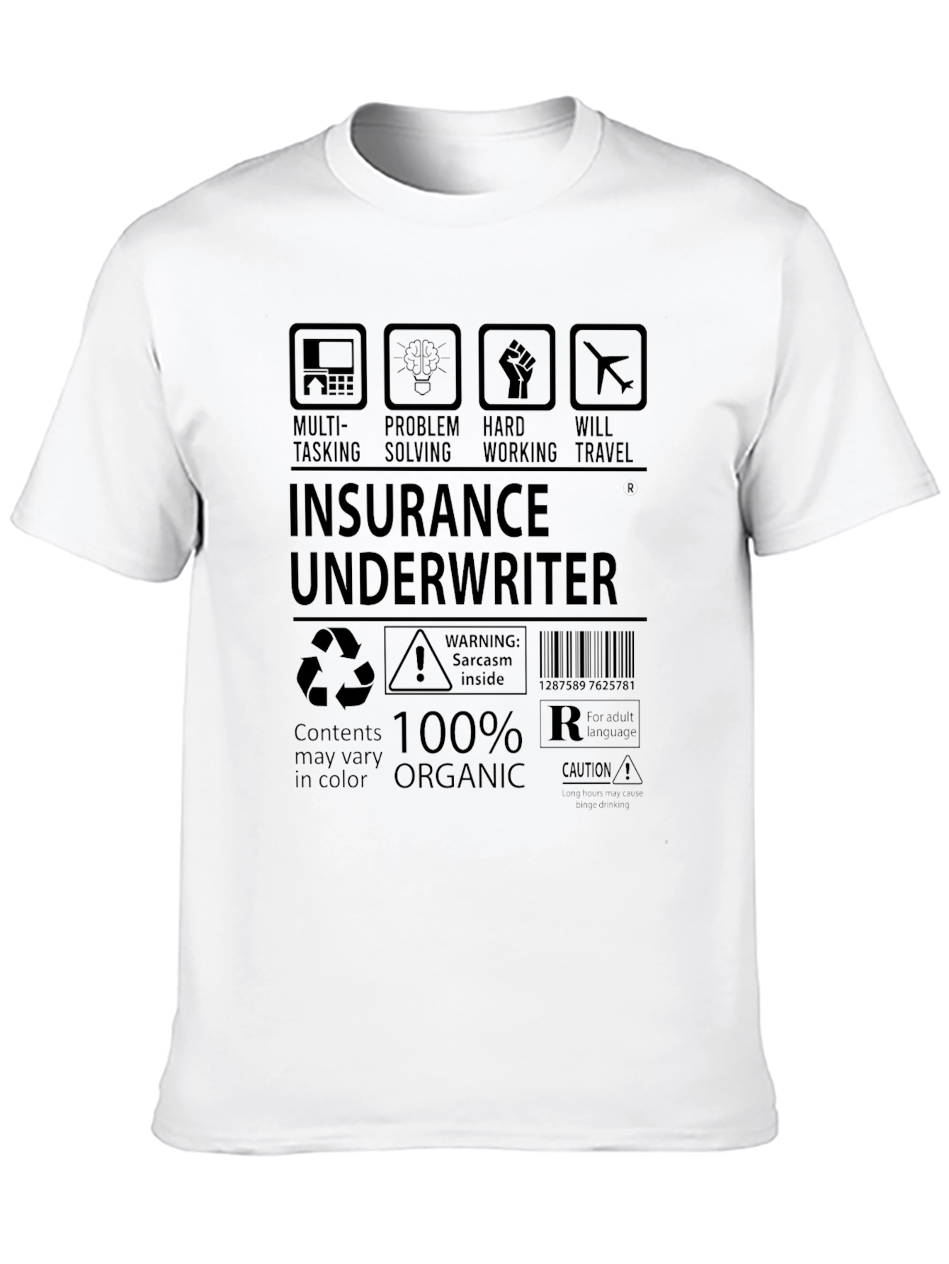 Black Insurance Underwriter 100% Organic Black T-Shirt view 10