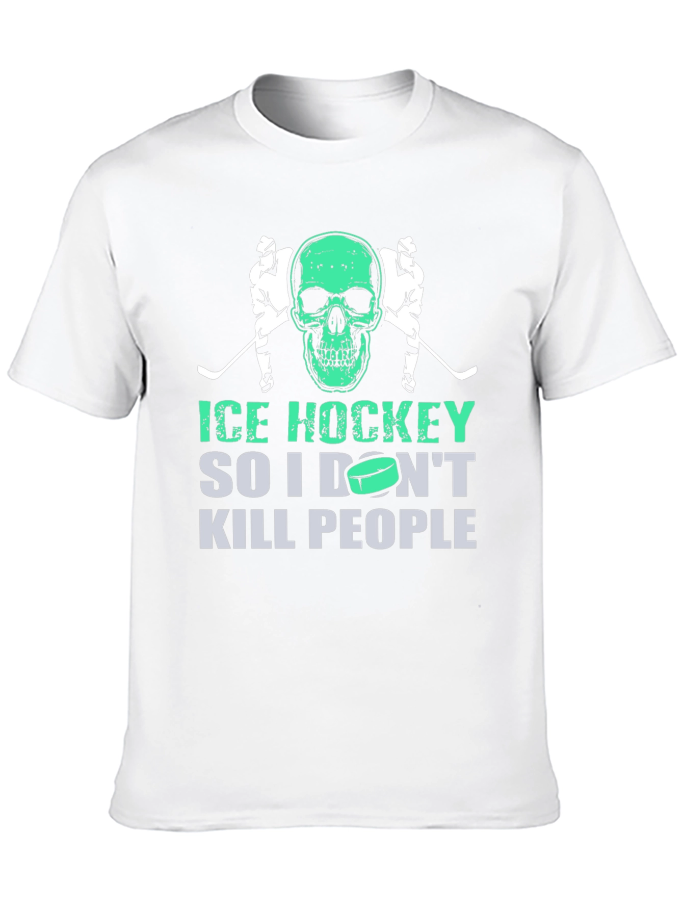 Black Ice Hockey Skull Graphic T-Shirt view 10