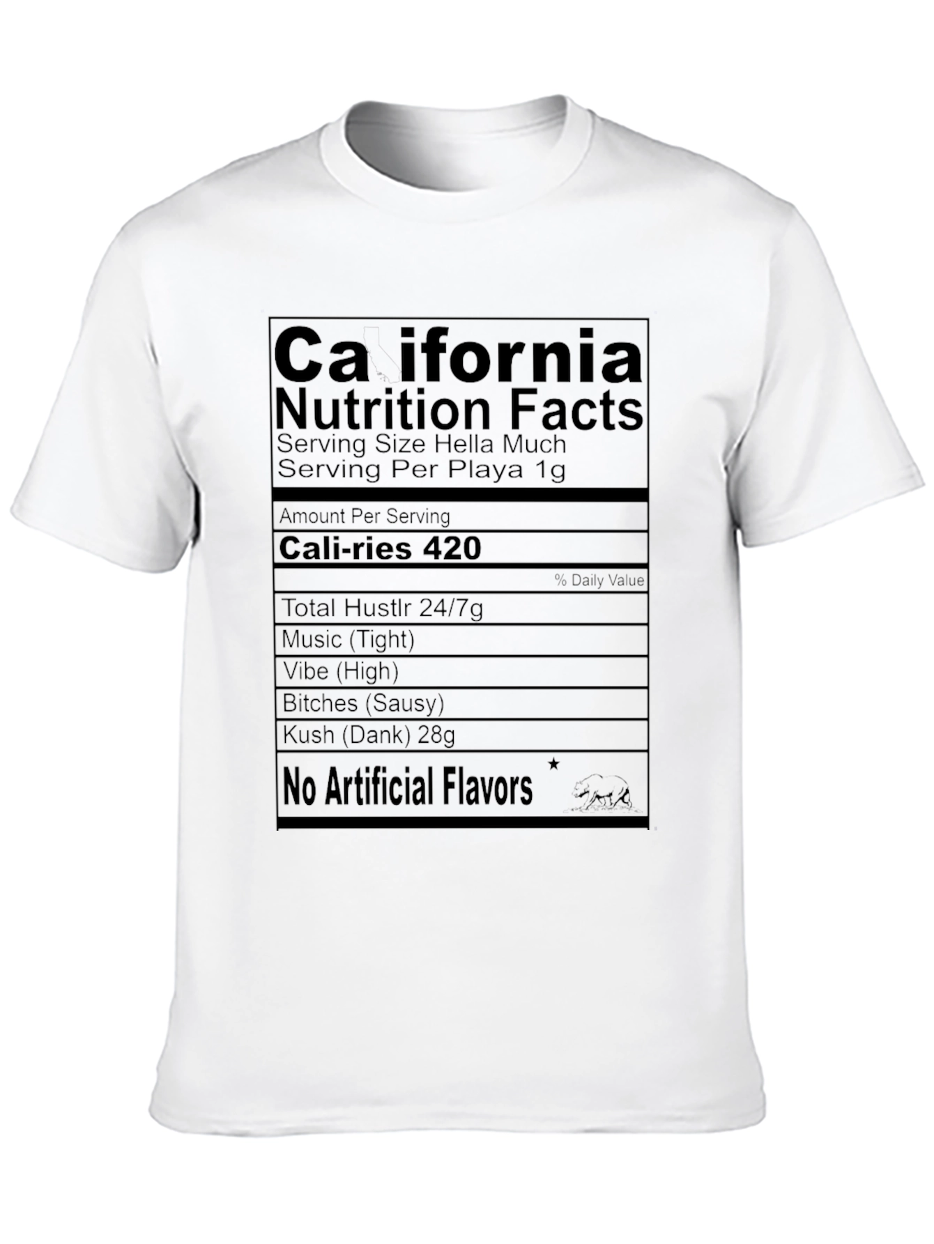 Black California Nutrition Facts Black T-Shirt view 10