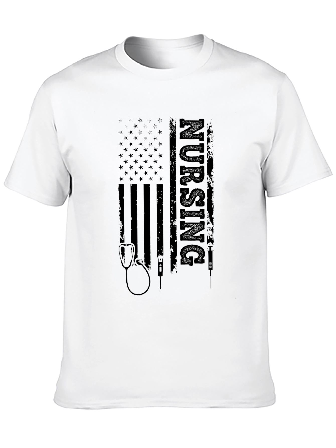 Black Nursing American Flag Graphic Tee view 10