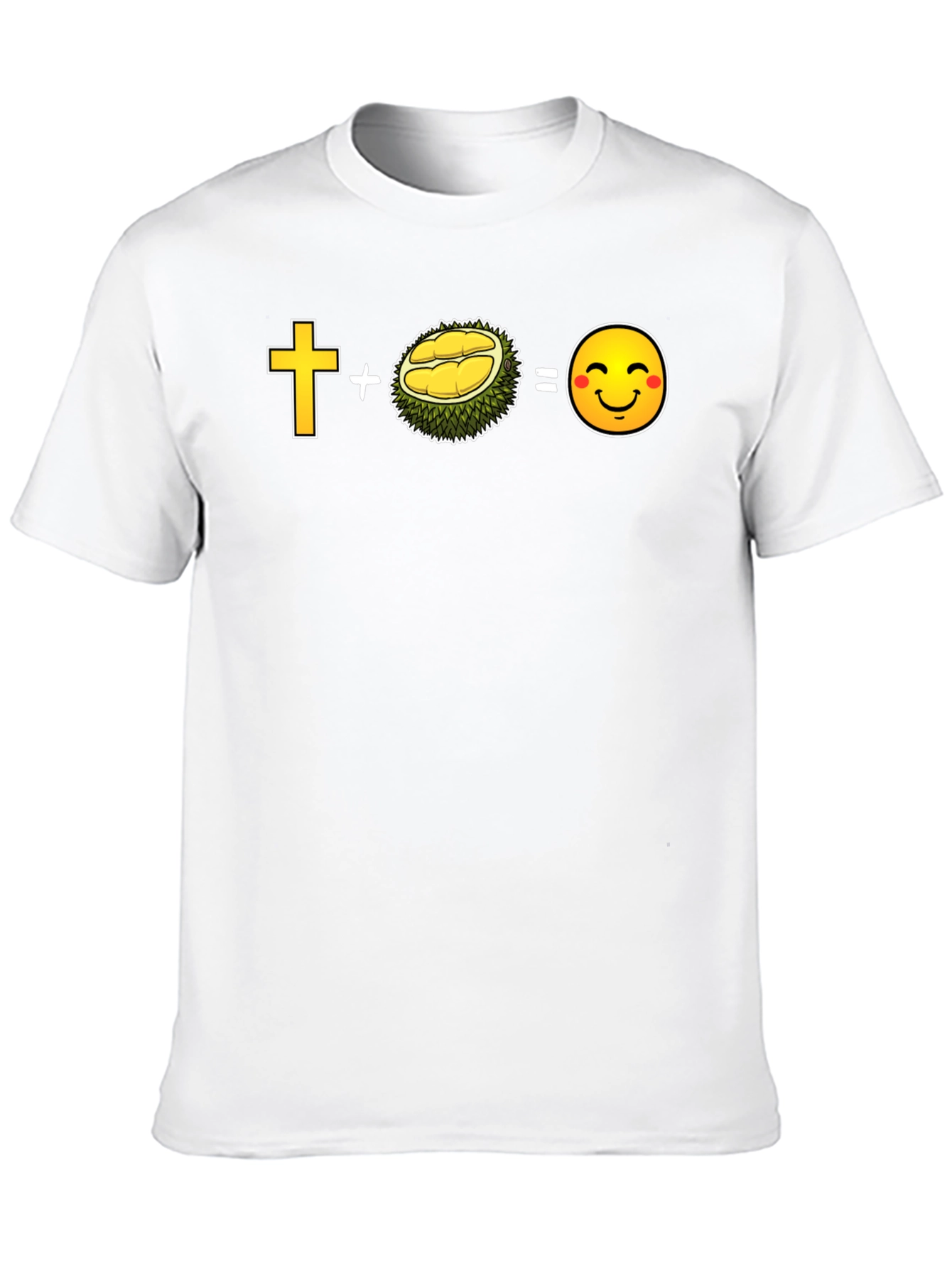 Black Cross Plus Durian Equals Smiley Face Black T-Shirt view 10