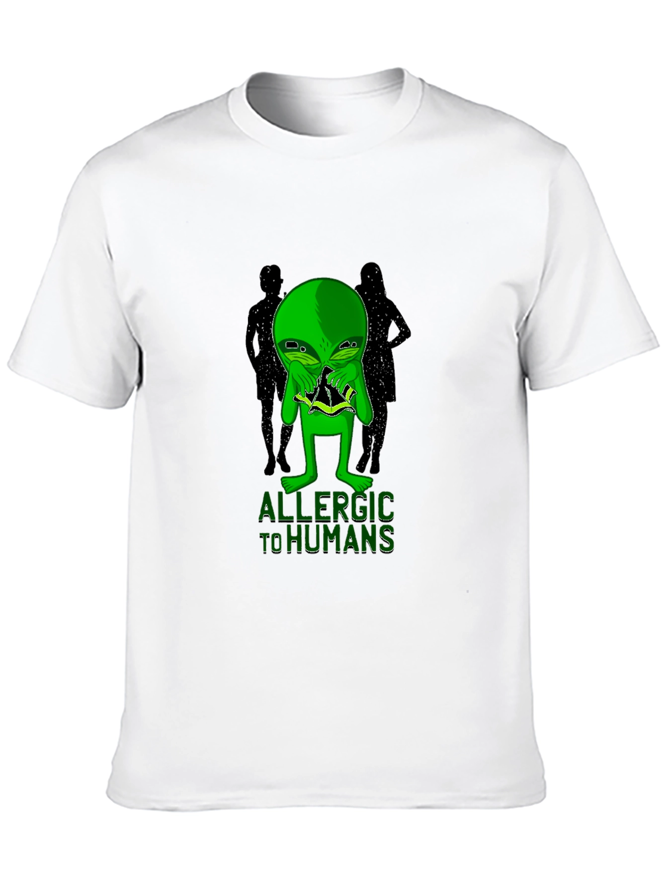 Black Allergic to Humans Alien Graphic T-Shirt view 10