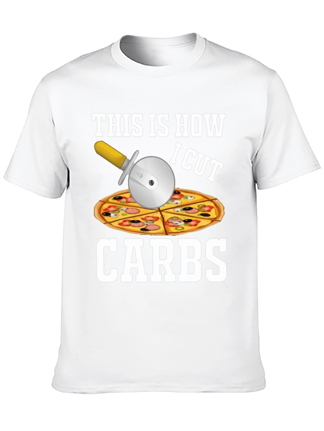 Black Funny Pizza Cutter "Carbs" T-Shirt view 10