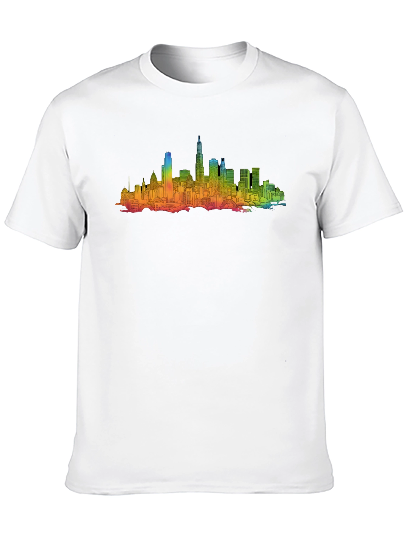 Black Rainbow Cityscape Graphic Tee - Black Cotton Blend view 10