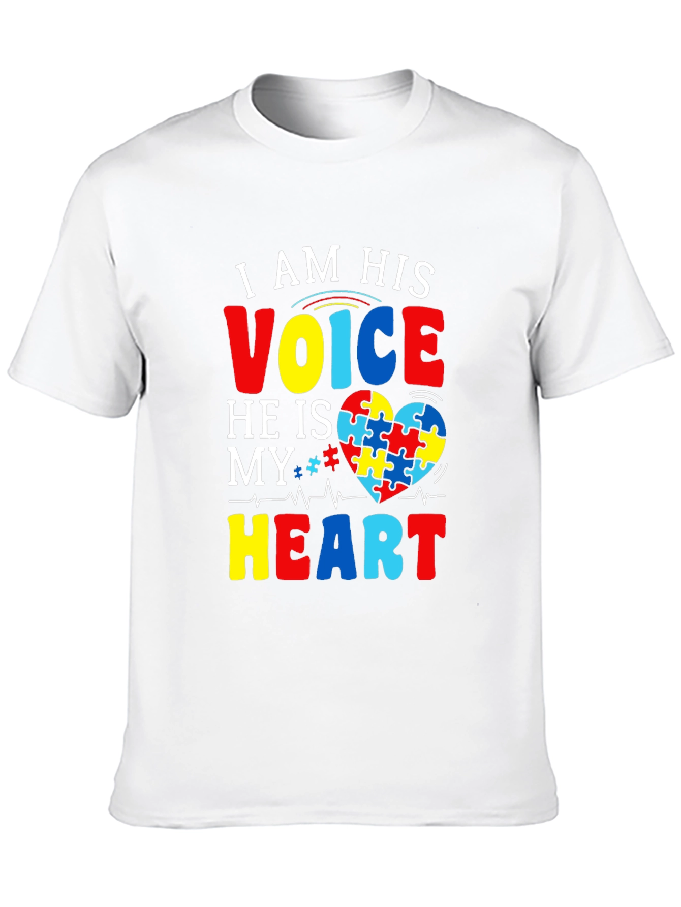 Black Autism Awareness T-Shirt - I am His Voice, He is My Heart view 10