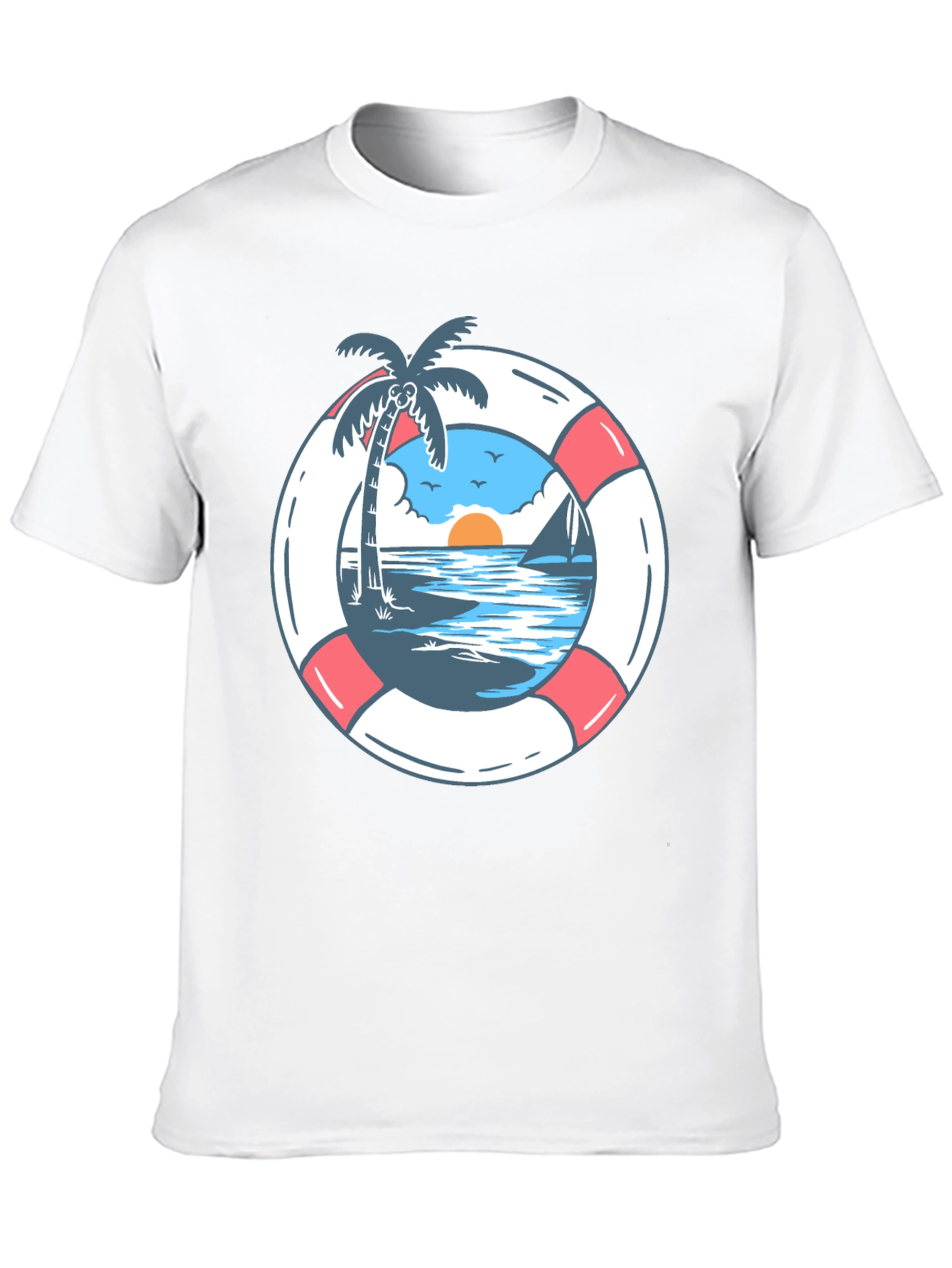Tropical Beach Life Preserver Graphic Tee - 10