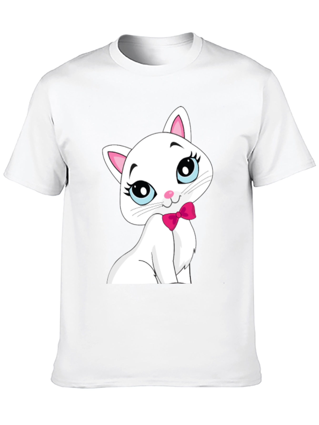 Black Cute White Cat T-Shirt view 10