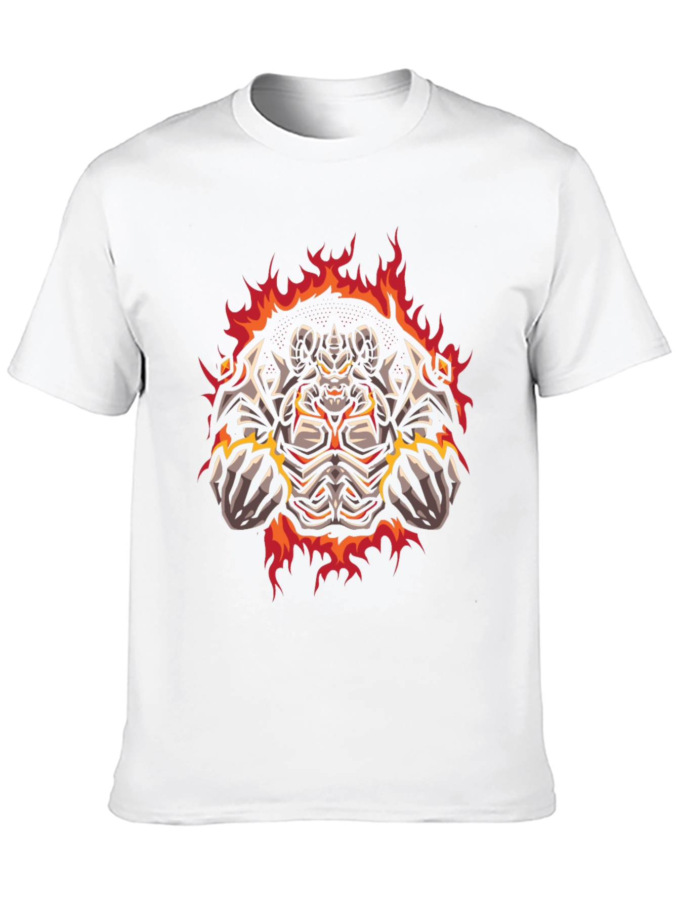 Black Fiery Demon Graphic Print Tee - Black Cotton T-Shirt view 10